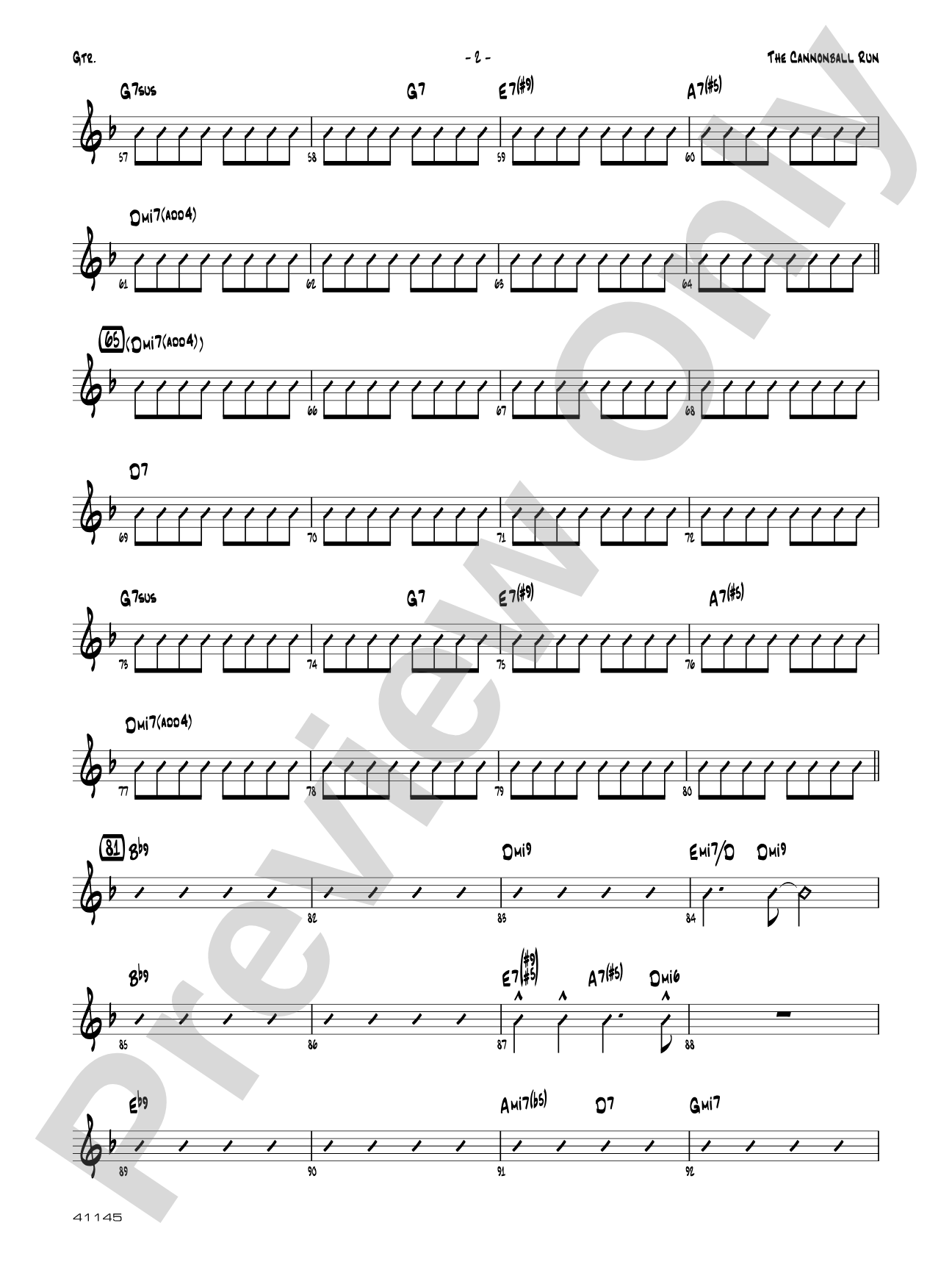 The Cannonball Run: Guitar
