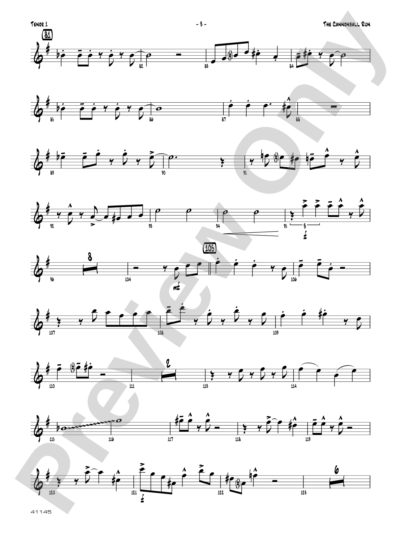 The Cannonball Run: B-flat Tenor Saxophone