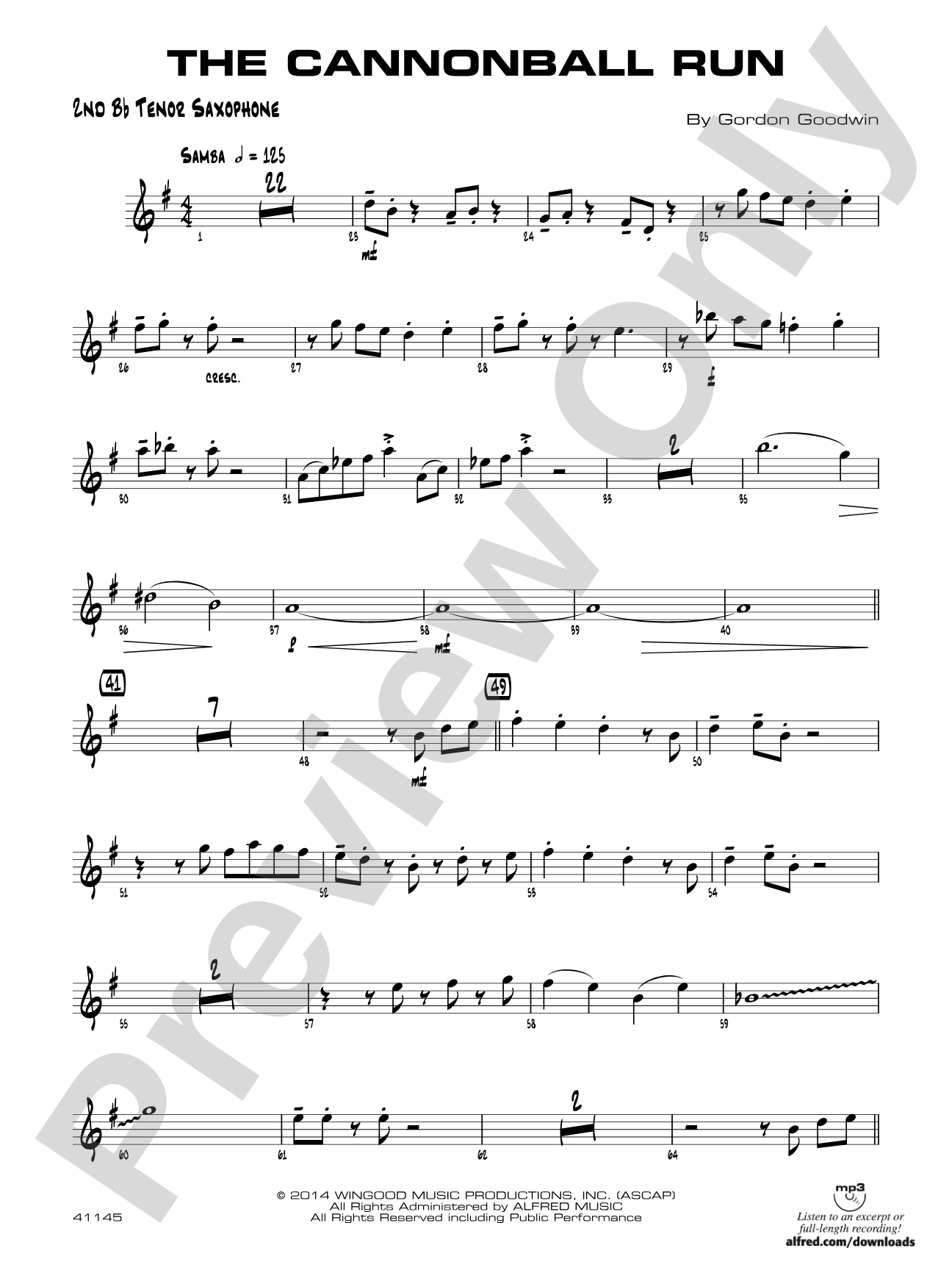 The Cannonball Run: 2nd B-flat Tenor Saxophone