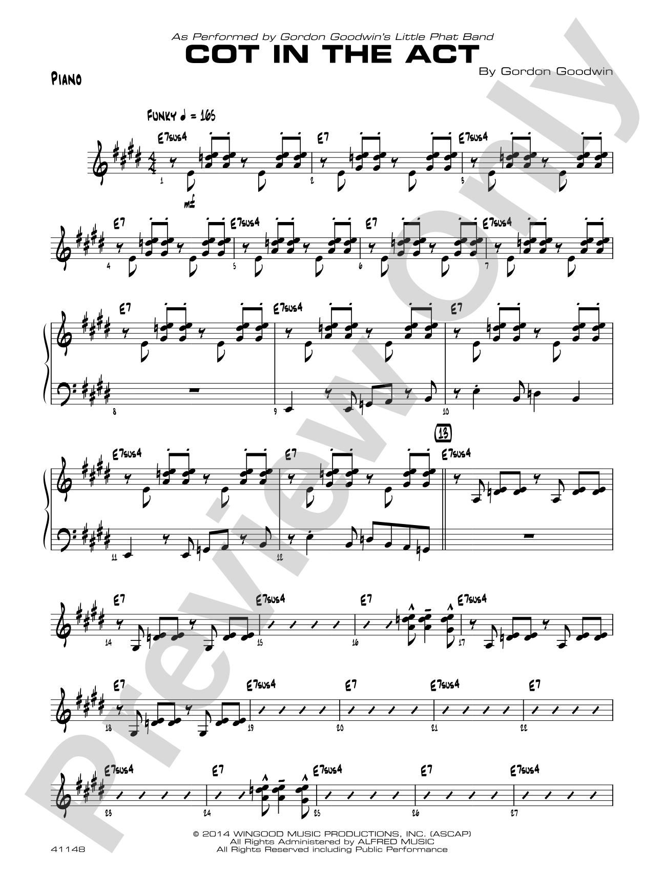 Cot in the Act: Piano Accompaniment