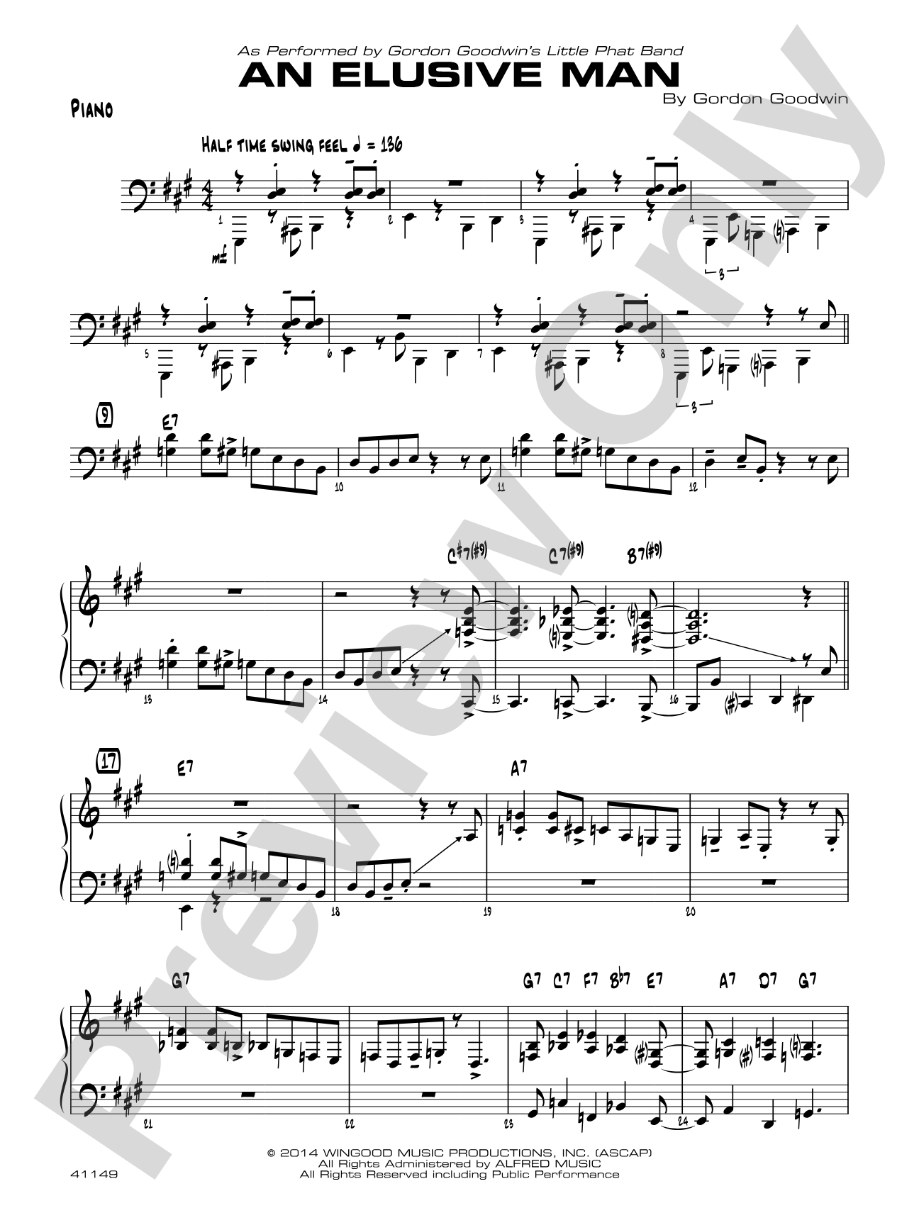An Elusive Man: Piano Accompaniment