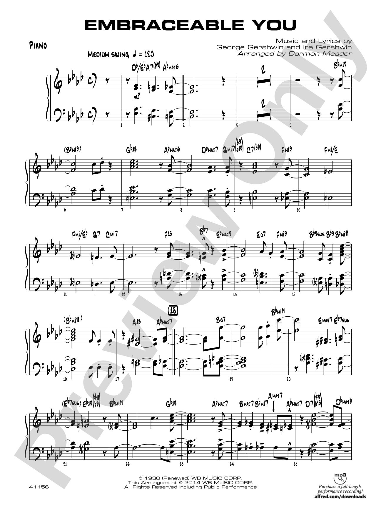 Embraceable You: Piano Accompaniment