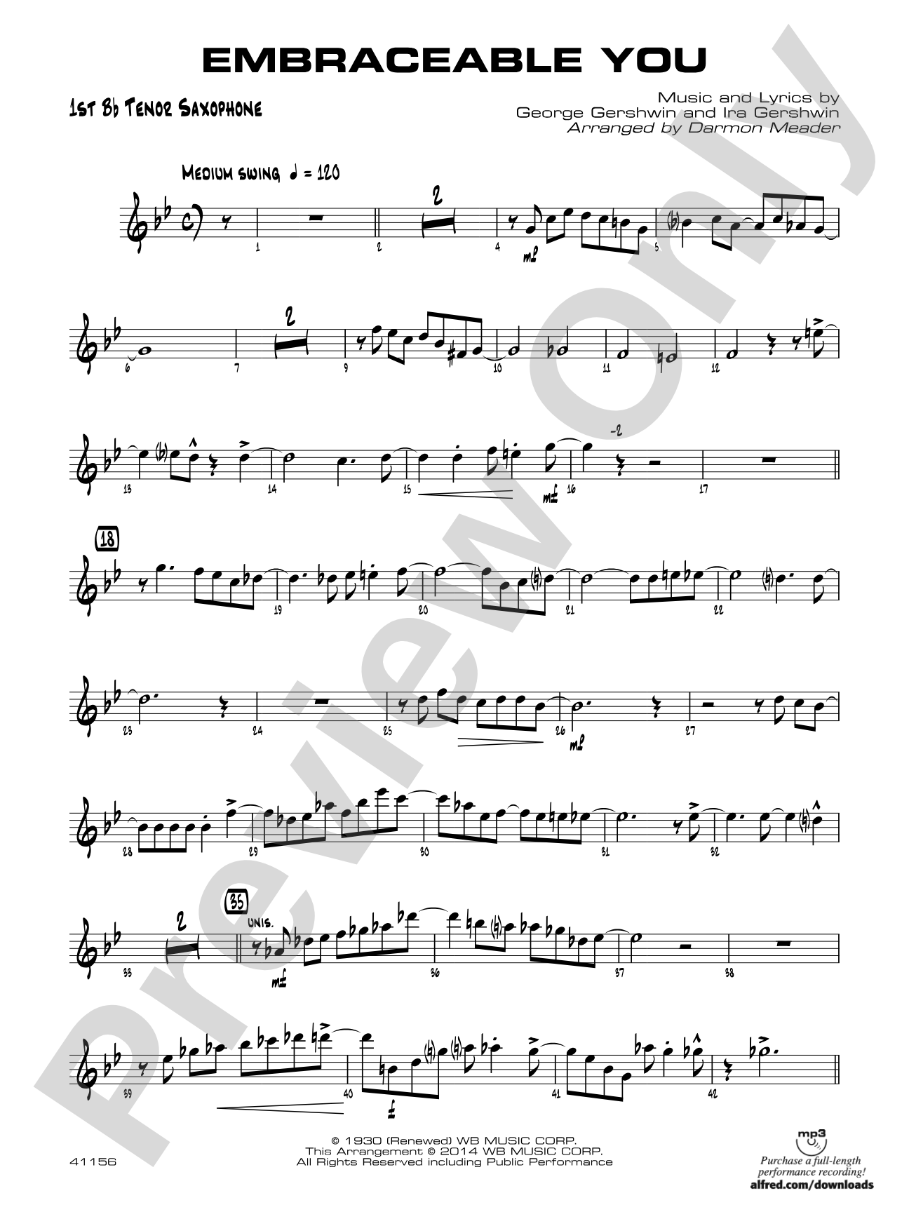 Embraceable You: B-flat Tenor Saxophone