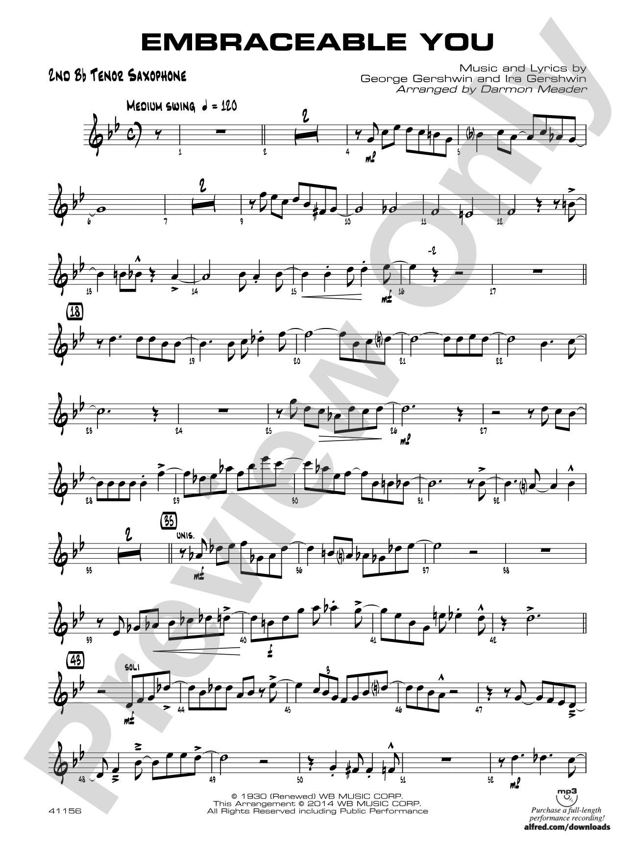 Embraceable You: 2nd B-flat Tenor Saxophone