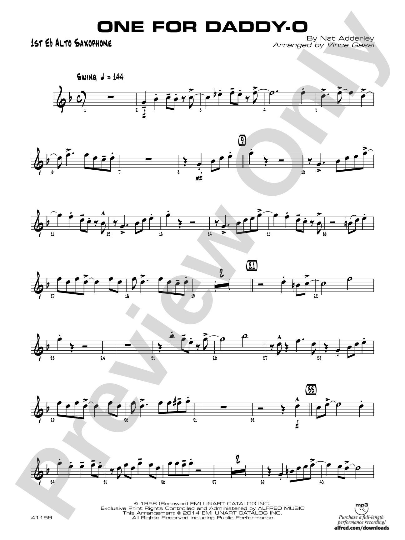One for Daddy-O: E-flat Alto Saxophone