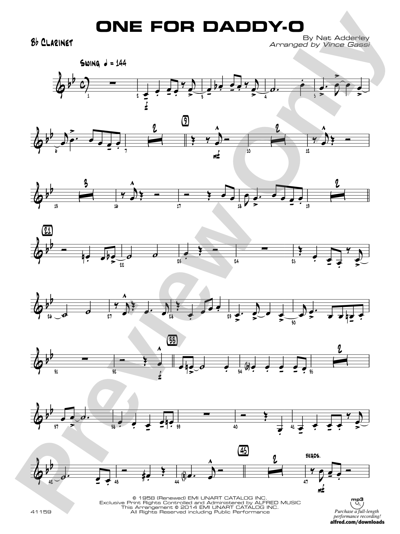 One for Daddy-O: 1st B-flat Clarinet
