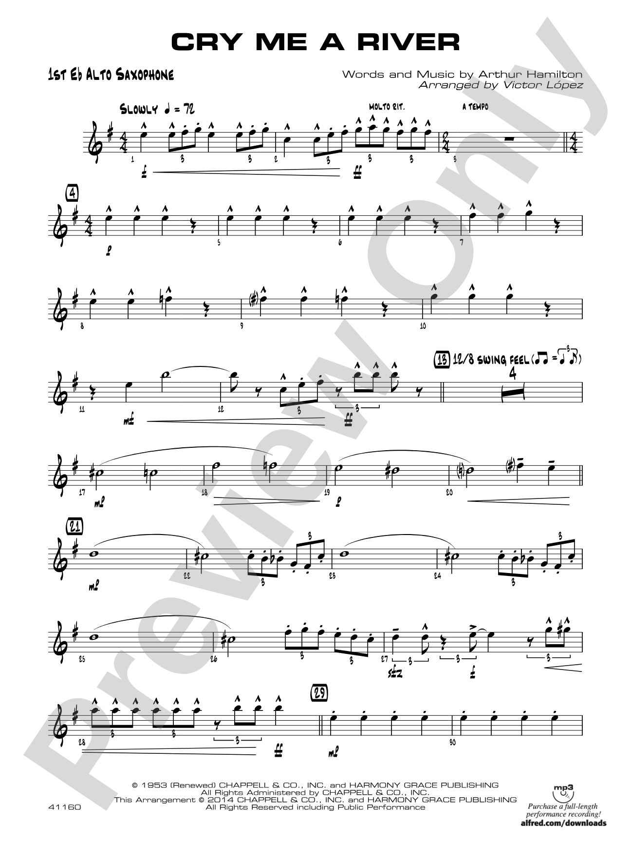 Cry Me a River: E-flat Alto Saxophone