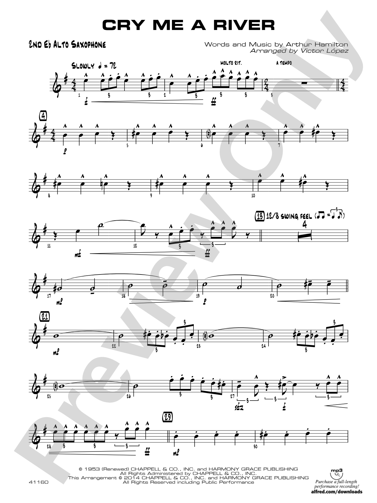 Cry Me a River: 2nd E-flat Alto Saxophone