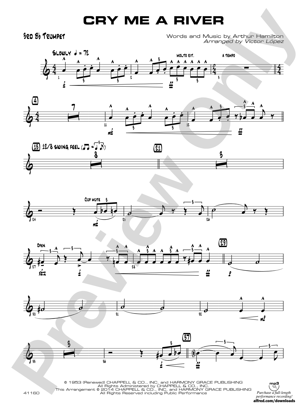 Cry Me a River: 3rd B-flat Trumpet