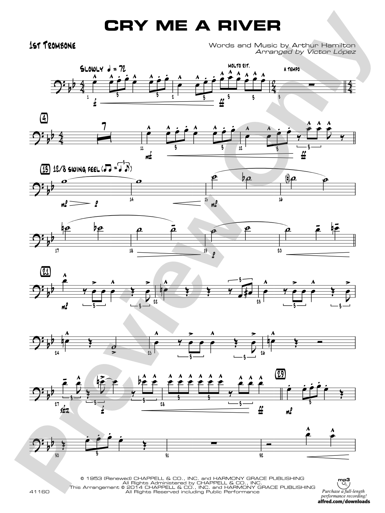 Cry Me a River: 1st Trombone