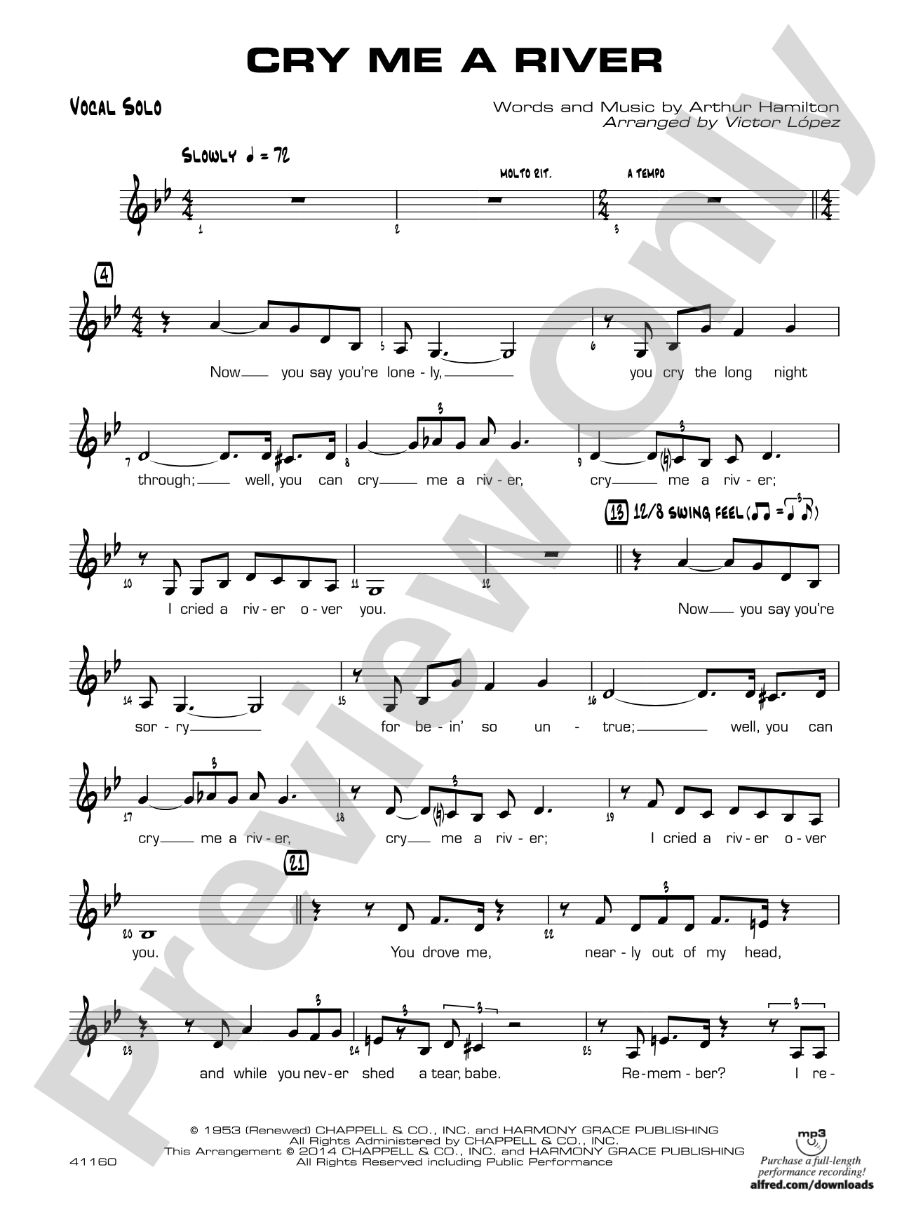 Cry Me a River: Vocal Solo