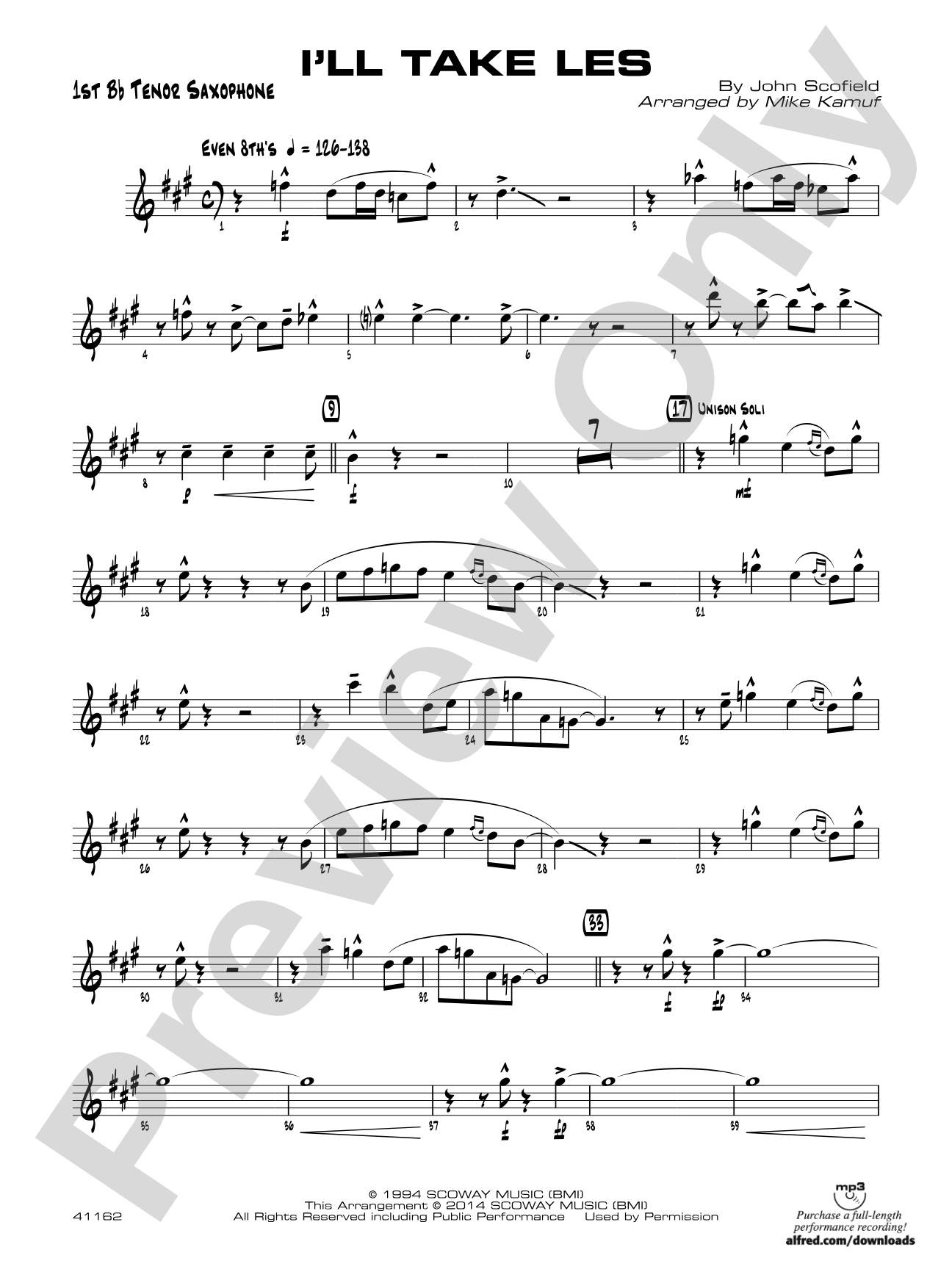 I'll Take Les: B-flat Tenor Saxophone