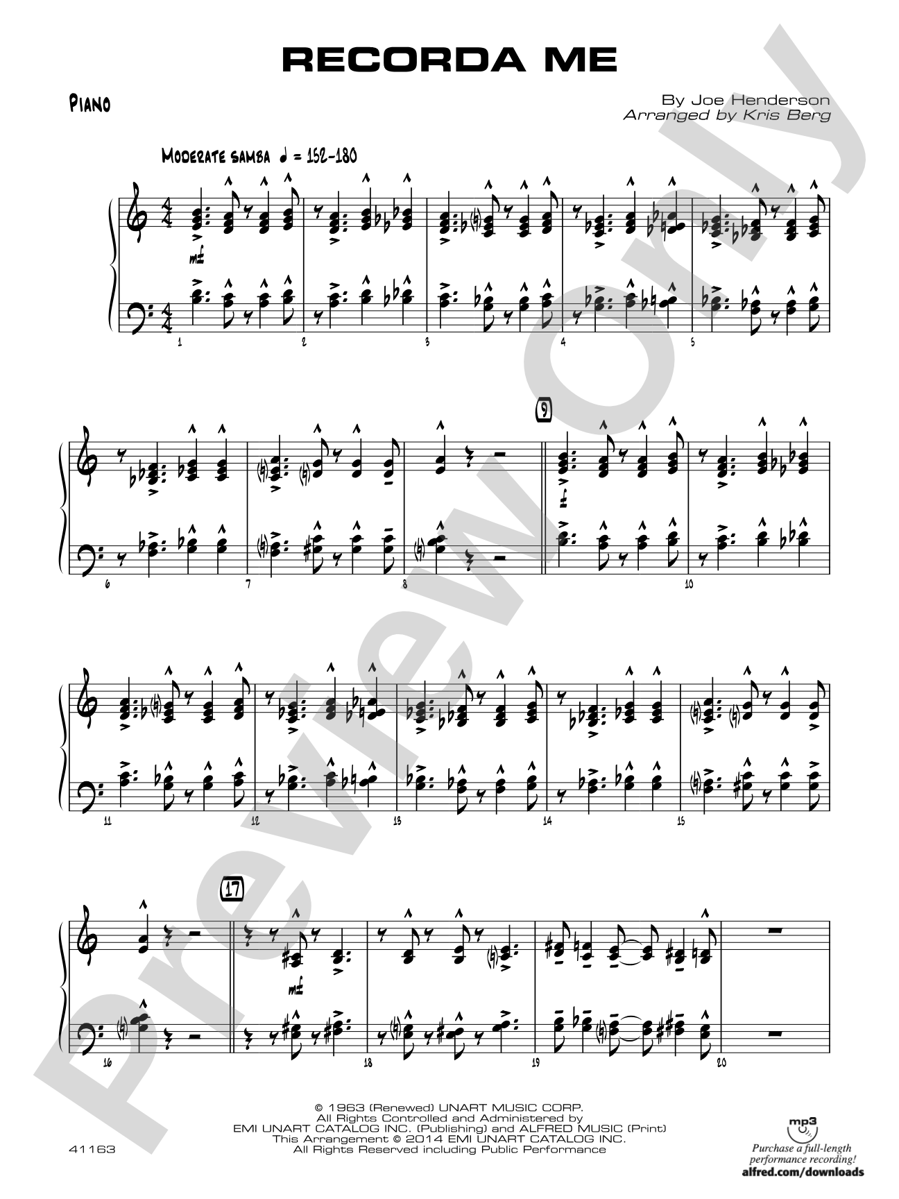 Recorda me: Piano Accompaniment