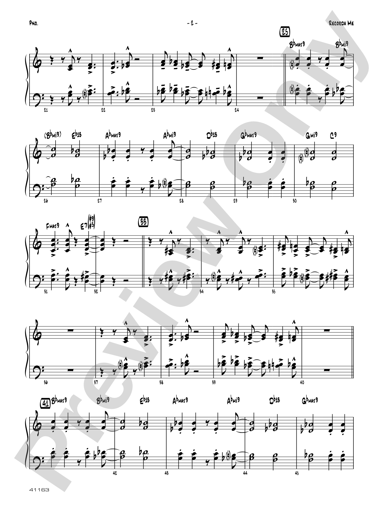 Recorda me: Piano Accompaniment