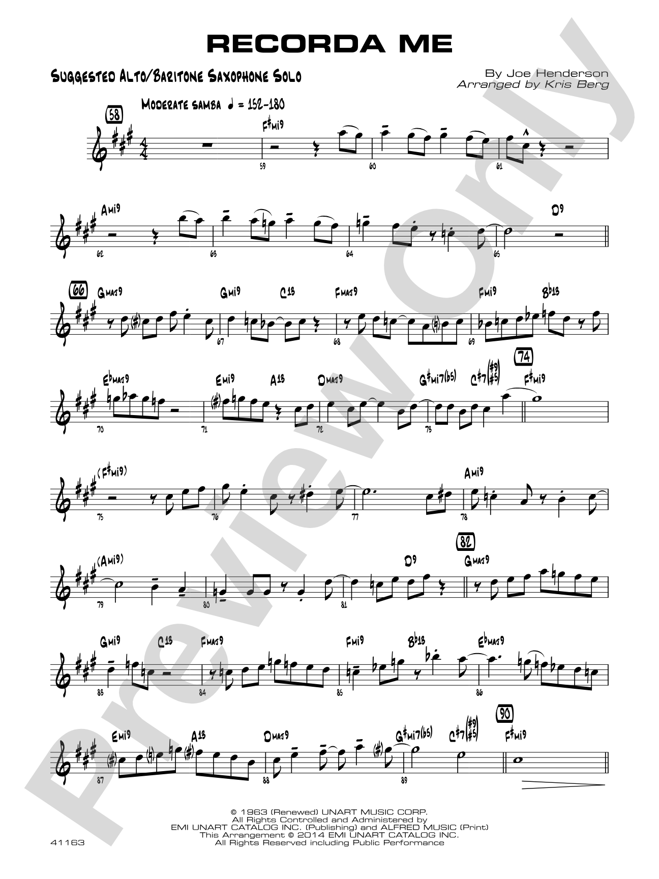 Recorda me: Suggested Alto/Baritone Saxophone Solo