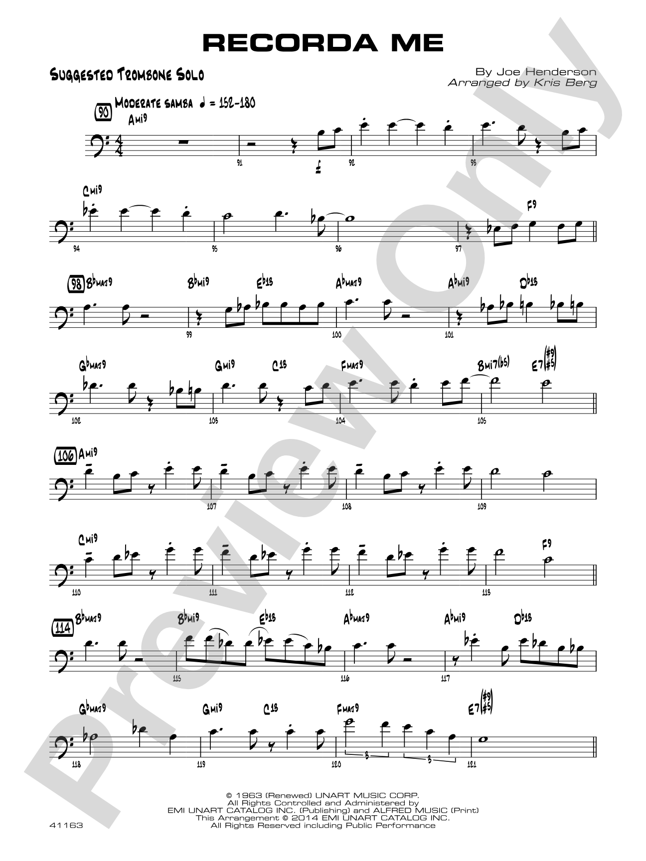 Recorda me: Suggested Trombone Solo