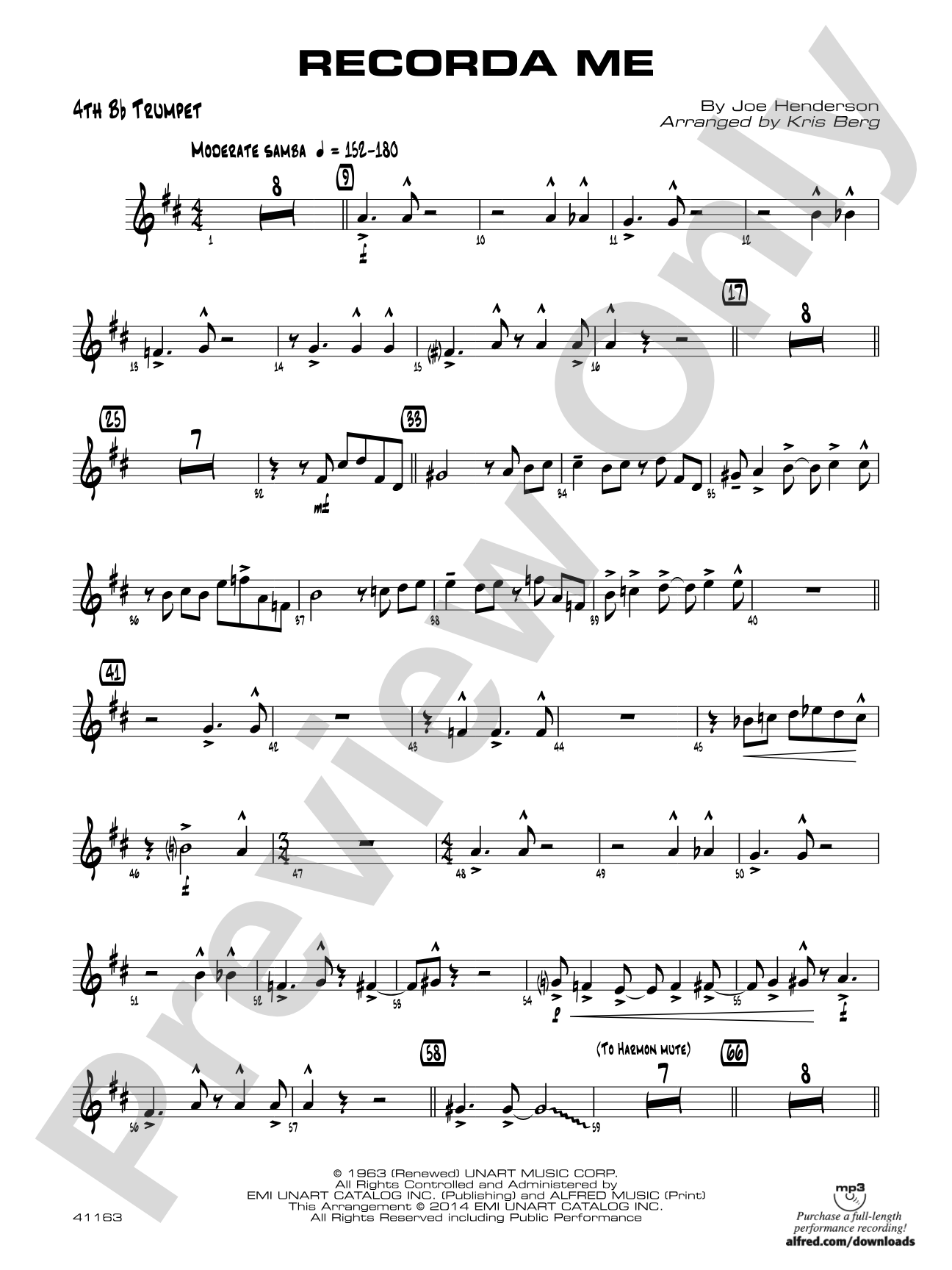 Recorda me: 4th B-flat Trumpet