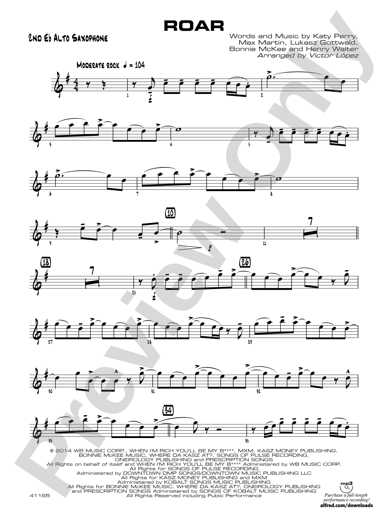 Roar: 2nd E-flat Alto Saxophone