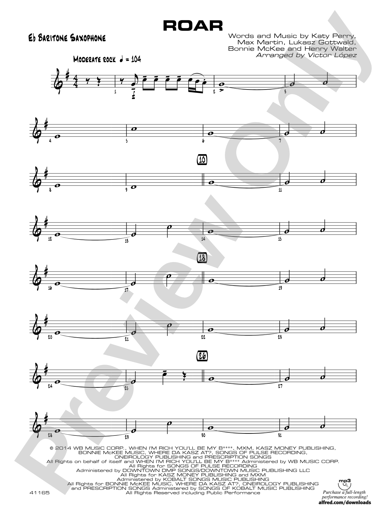 Roar: E-flat Baritone Saxophone