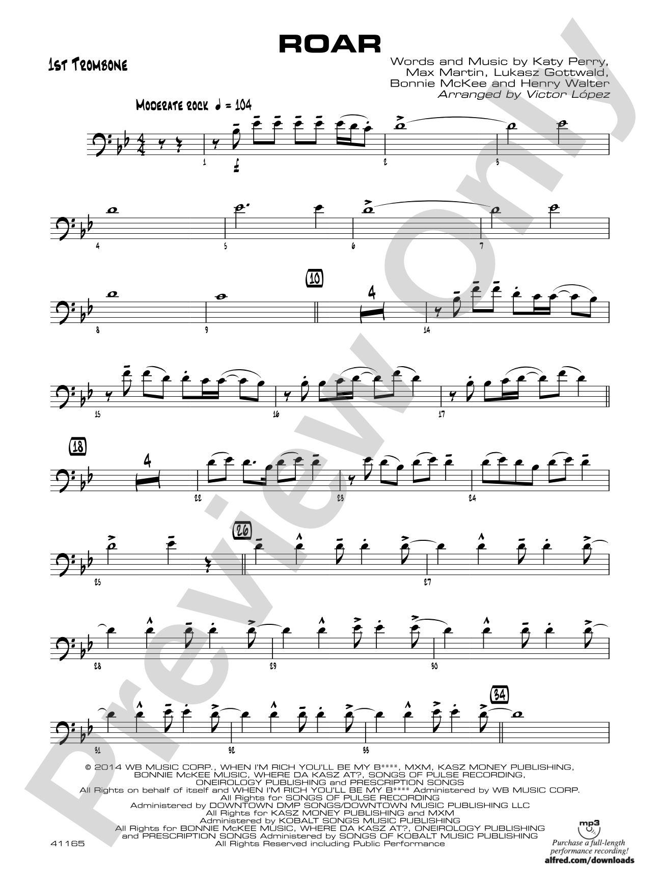 Roar: 1st Trombone