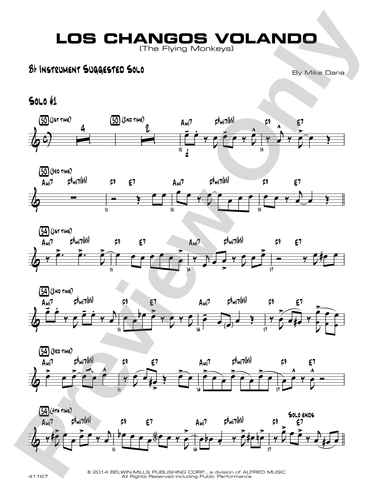 Los changos volando: Bb Instrument Suggested Solo