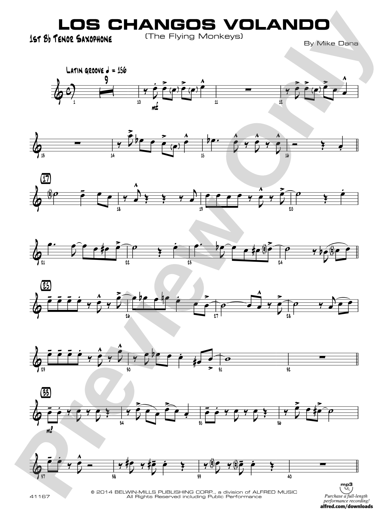 Los changos volando: B-flat Tenor Saxophone