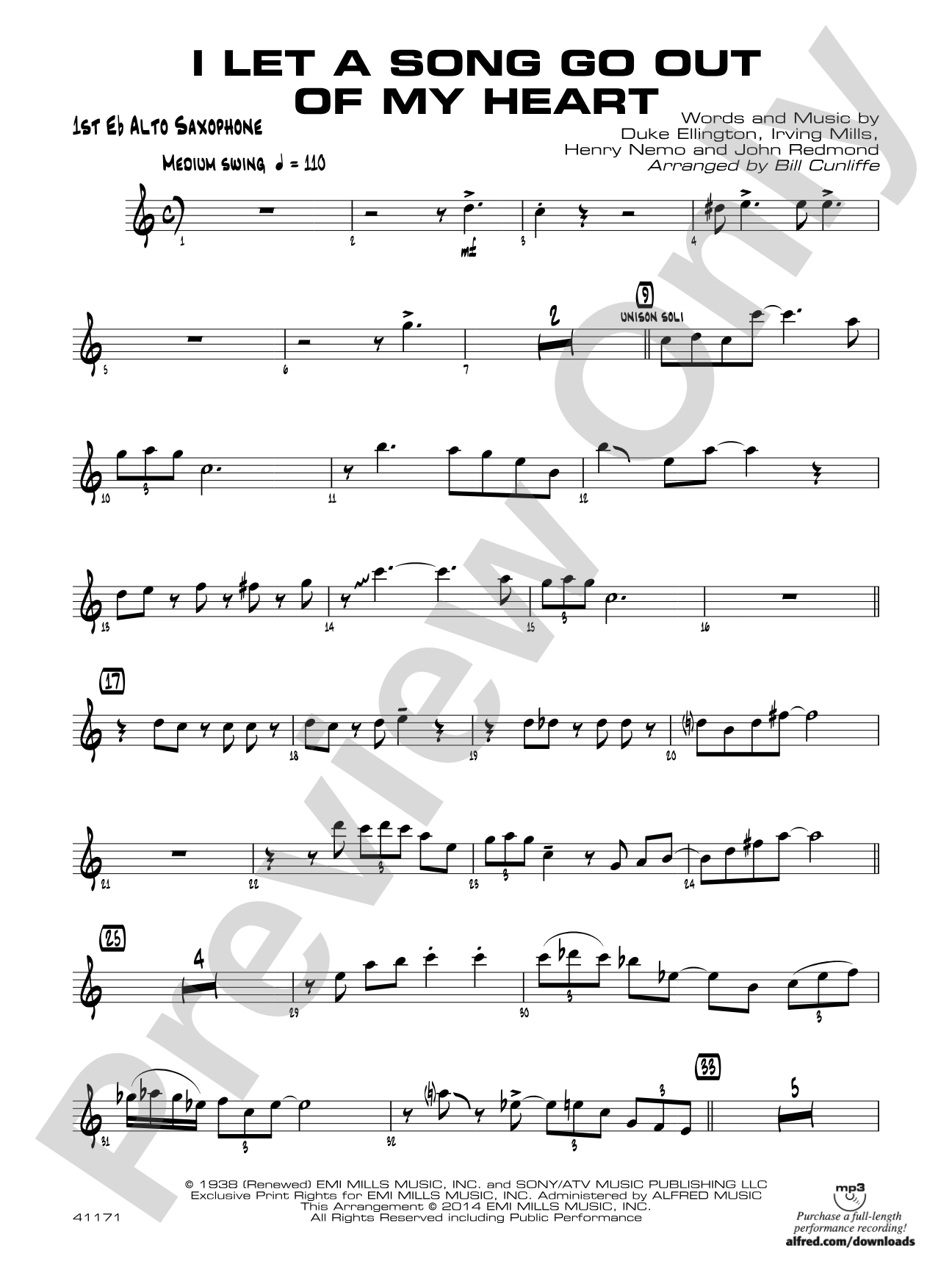 I Let a Song Go Out of My Head: E-flat Alto Saxophone