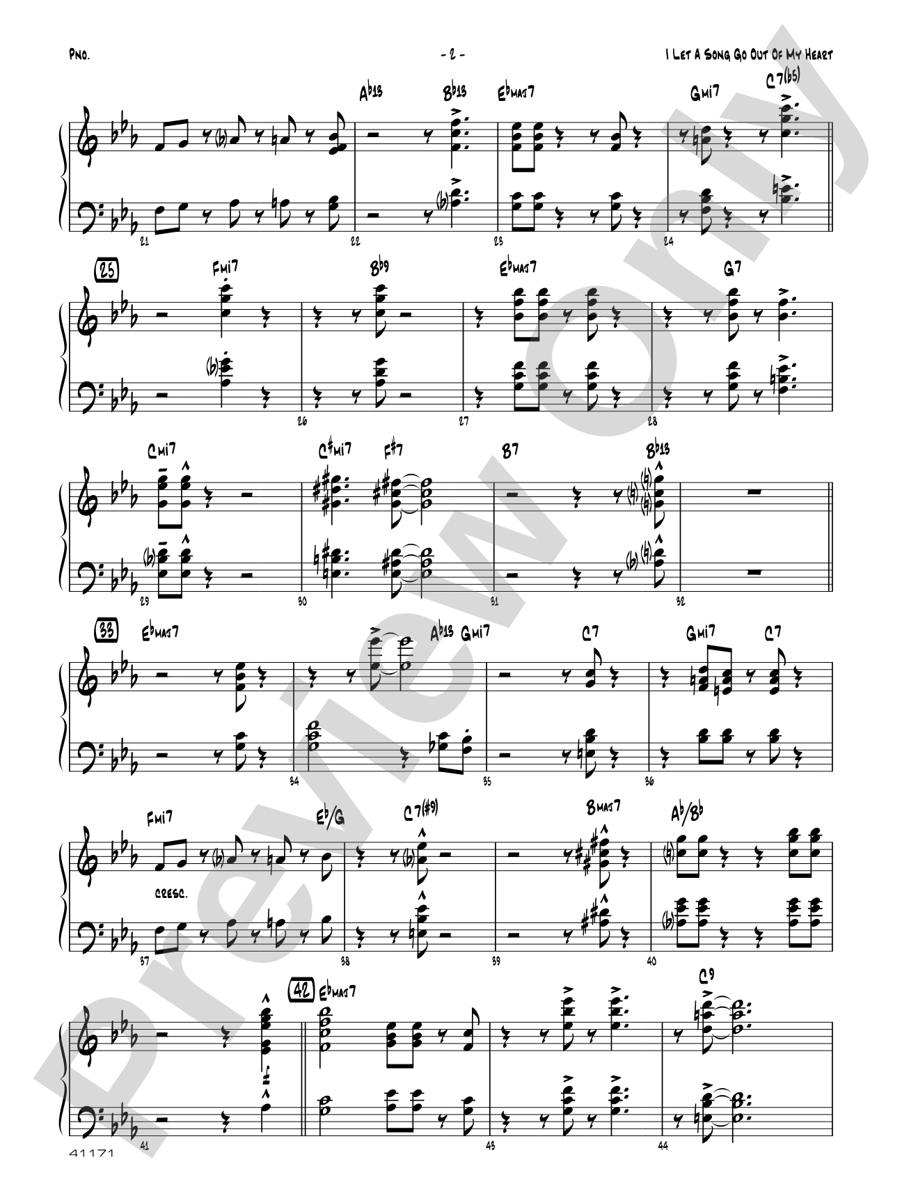 I Let a Song Go Out of My Head: Piano Accompaniment