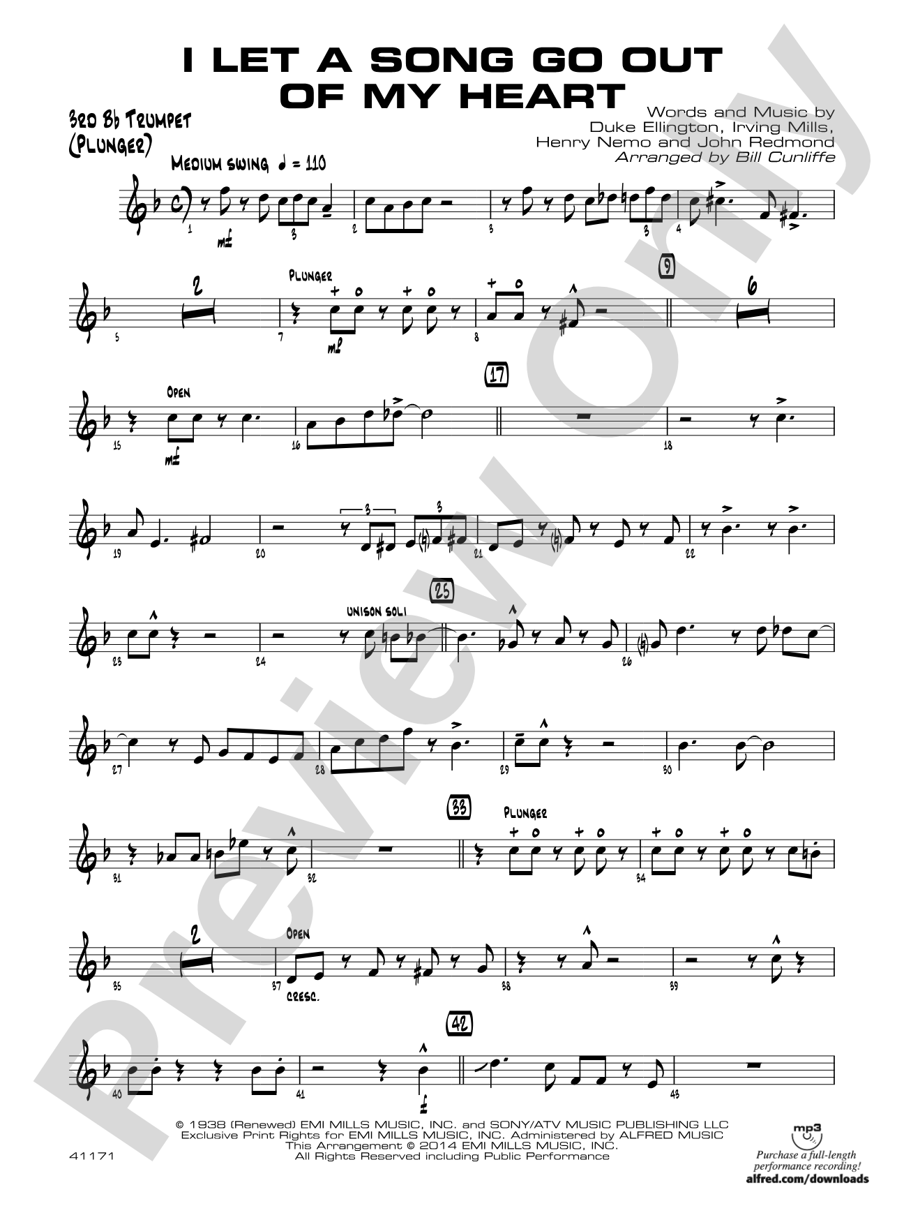 I Let a Song Go Out of My Head: 3rd B-flat Trumpet