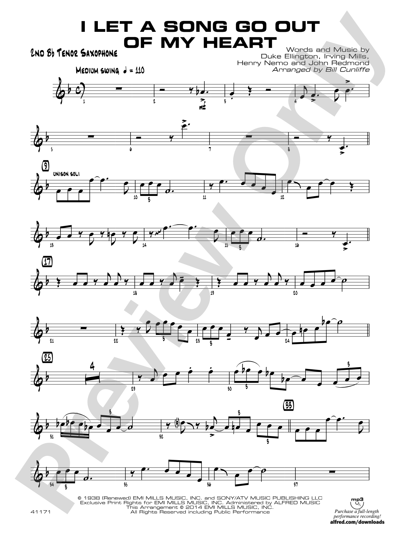I Let a Song Go Out of My Head: 2nd B-flat Tenor Saxophone