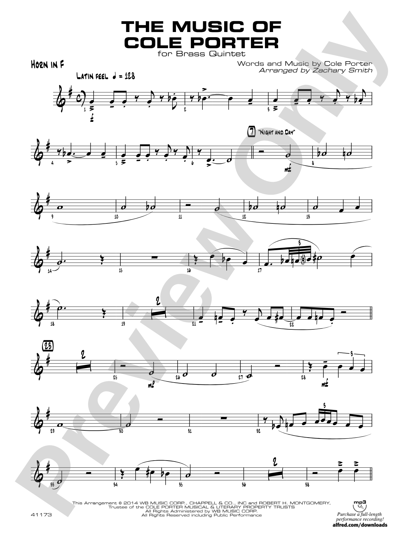 The Music of Cole Porter for Brass Quintet: 1st F Horn