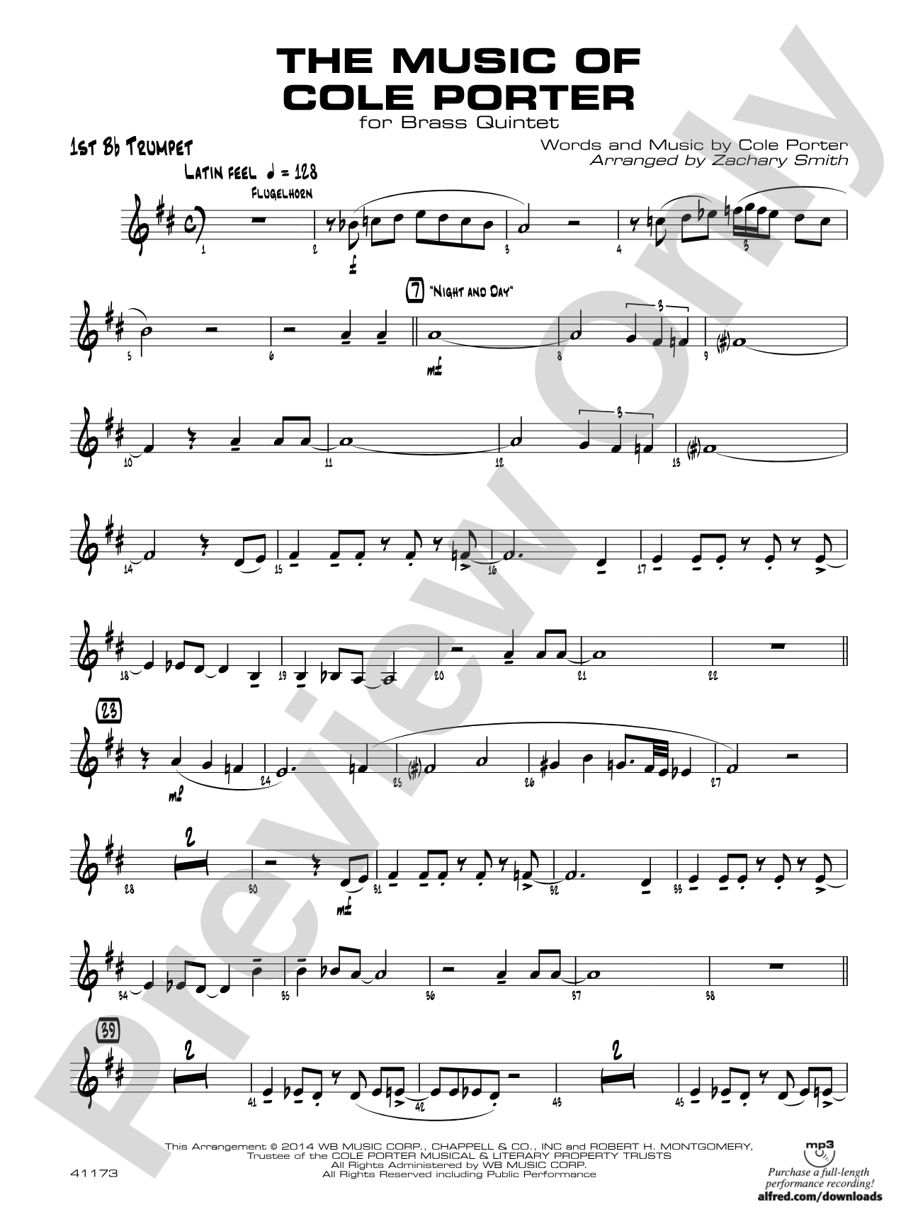 The Music of Cole Porter for Brass Quintet: 1st B-flat Trumpet