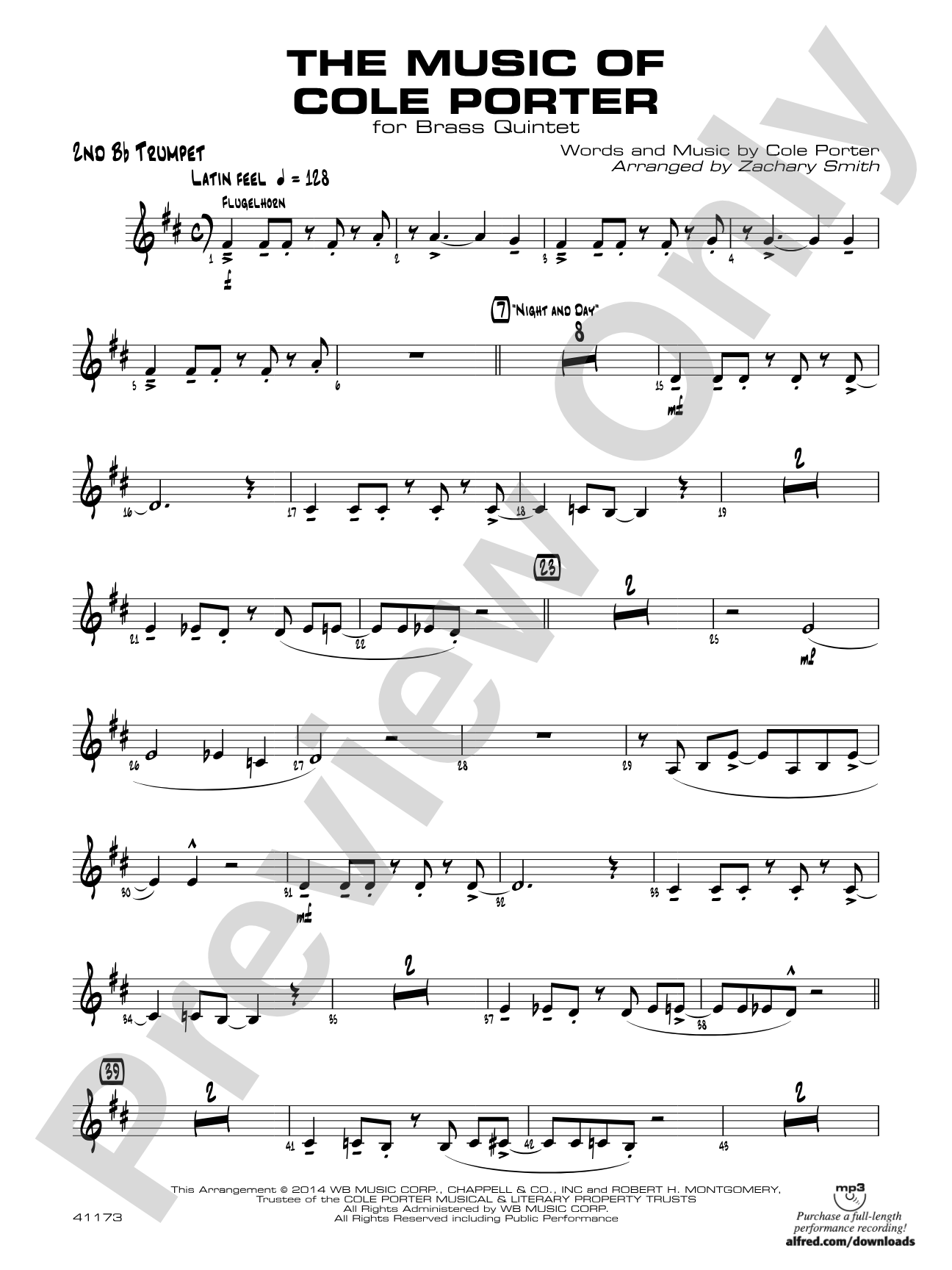 The Music of Cole Porter for Brass Quintet: 2nd B-flat Trumpet