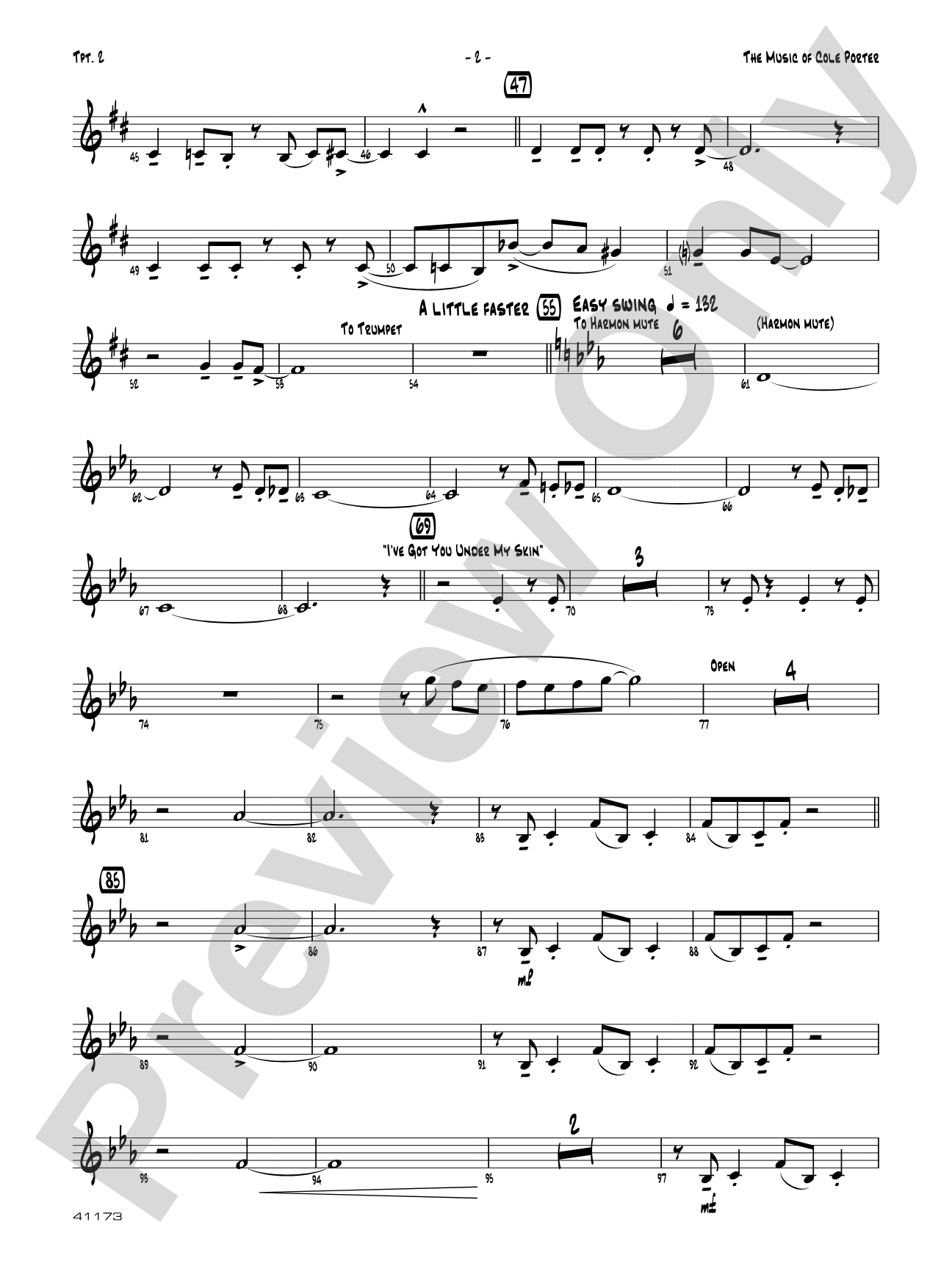 The Music of Cole Porter for Brass Quintet: 2nd B-flat Trumpet