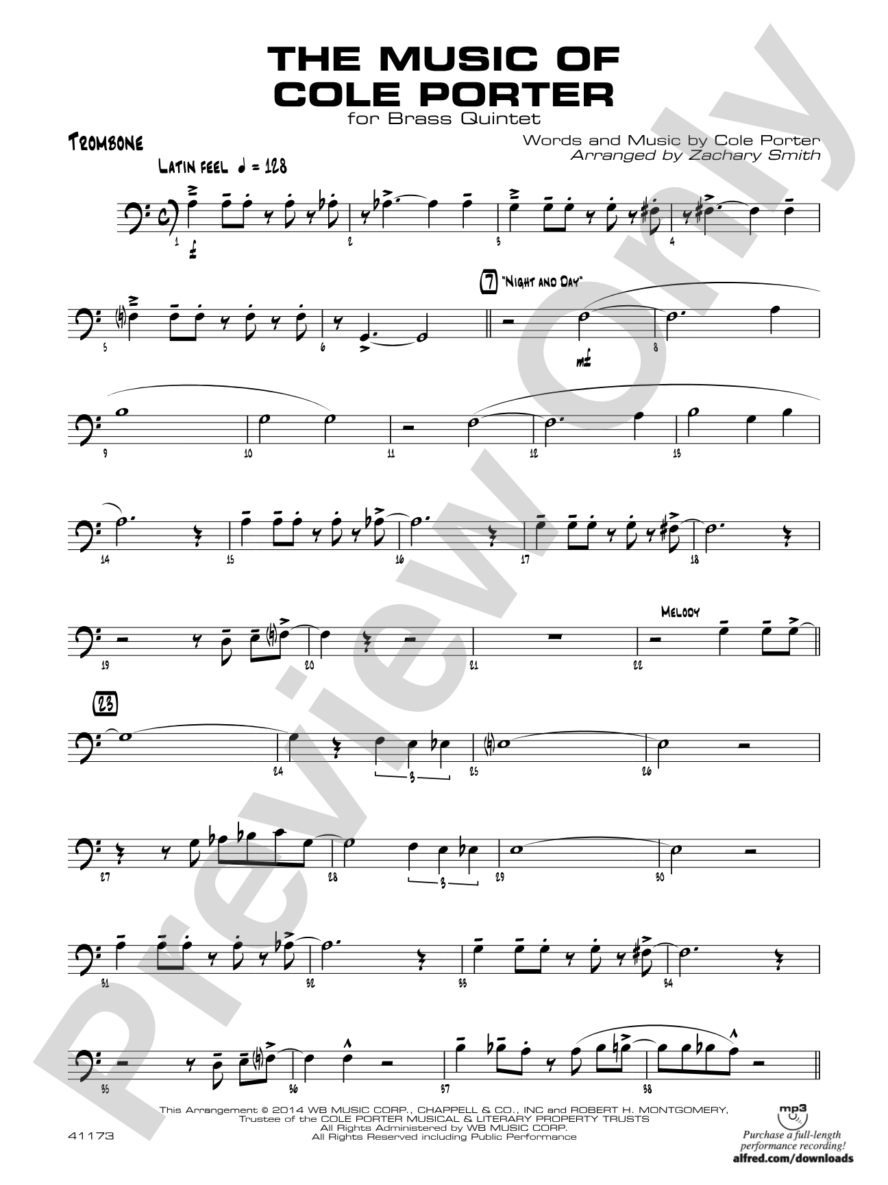 The Music of Cole Porter for Brass Quintet: 1st Trombone