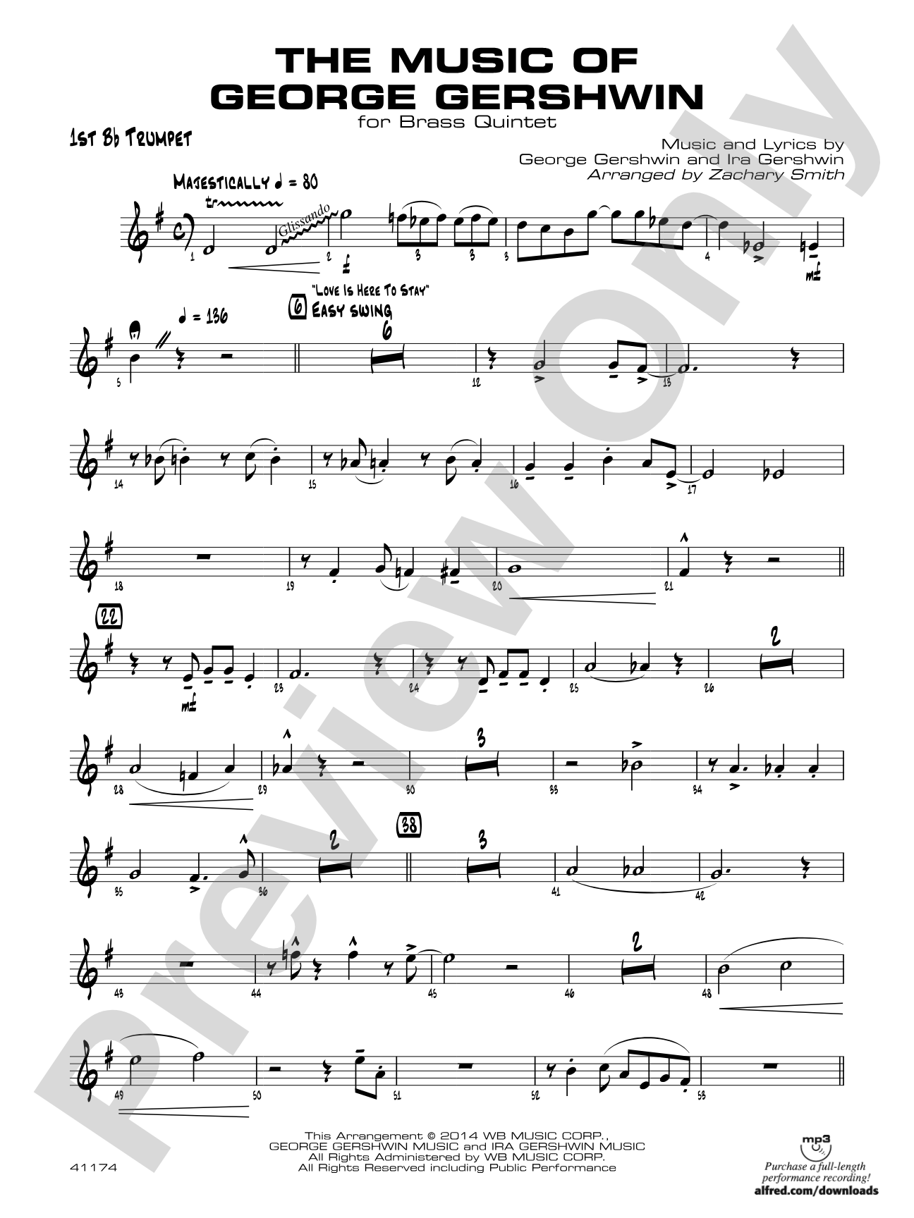 The Music of George Gershwin for Brass Quintet: 1st B-flat Trumpet
