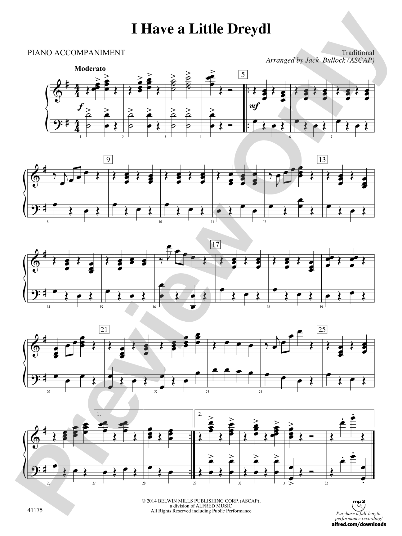 I Have a Little Dreydl: Piano Accompaniment