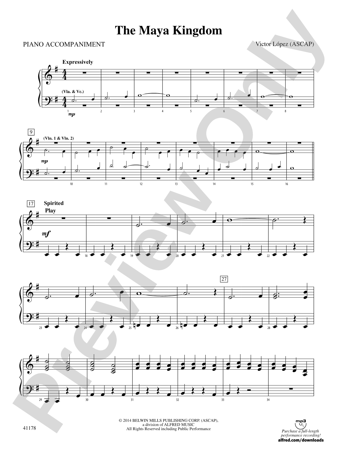 The Maya Kingdom: Piano Accompaniment