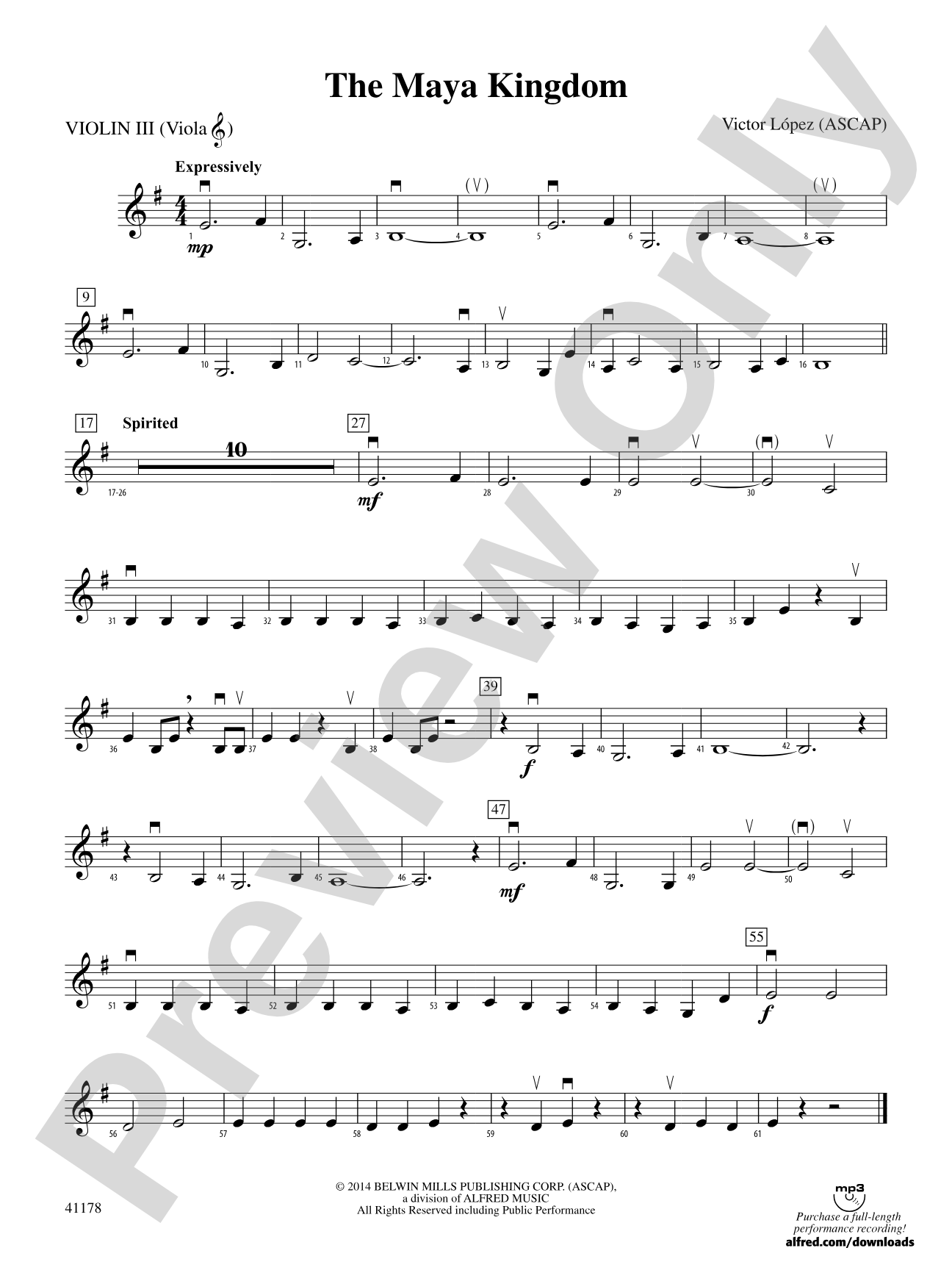 The Maya Kingdom: 3rd Violin (Viola [TC])