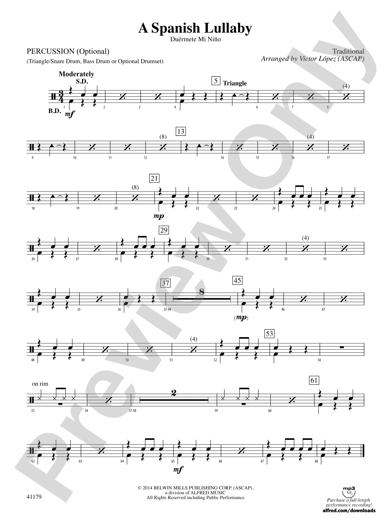 A Spanish Lullaby: 1st Percussion
