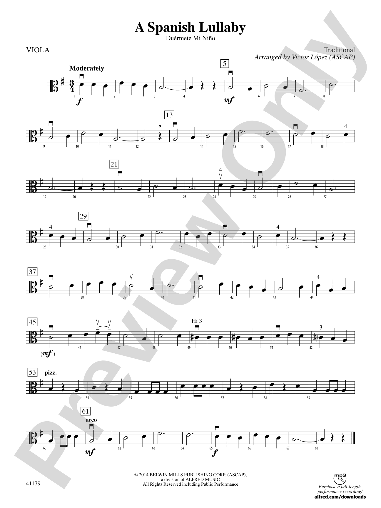 A Spanish Lullaby: Viola