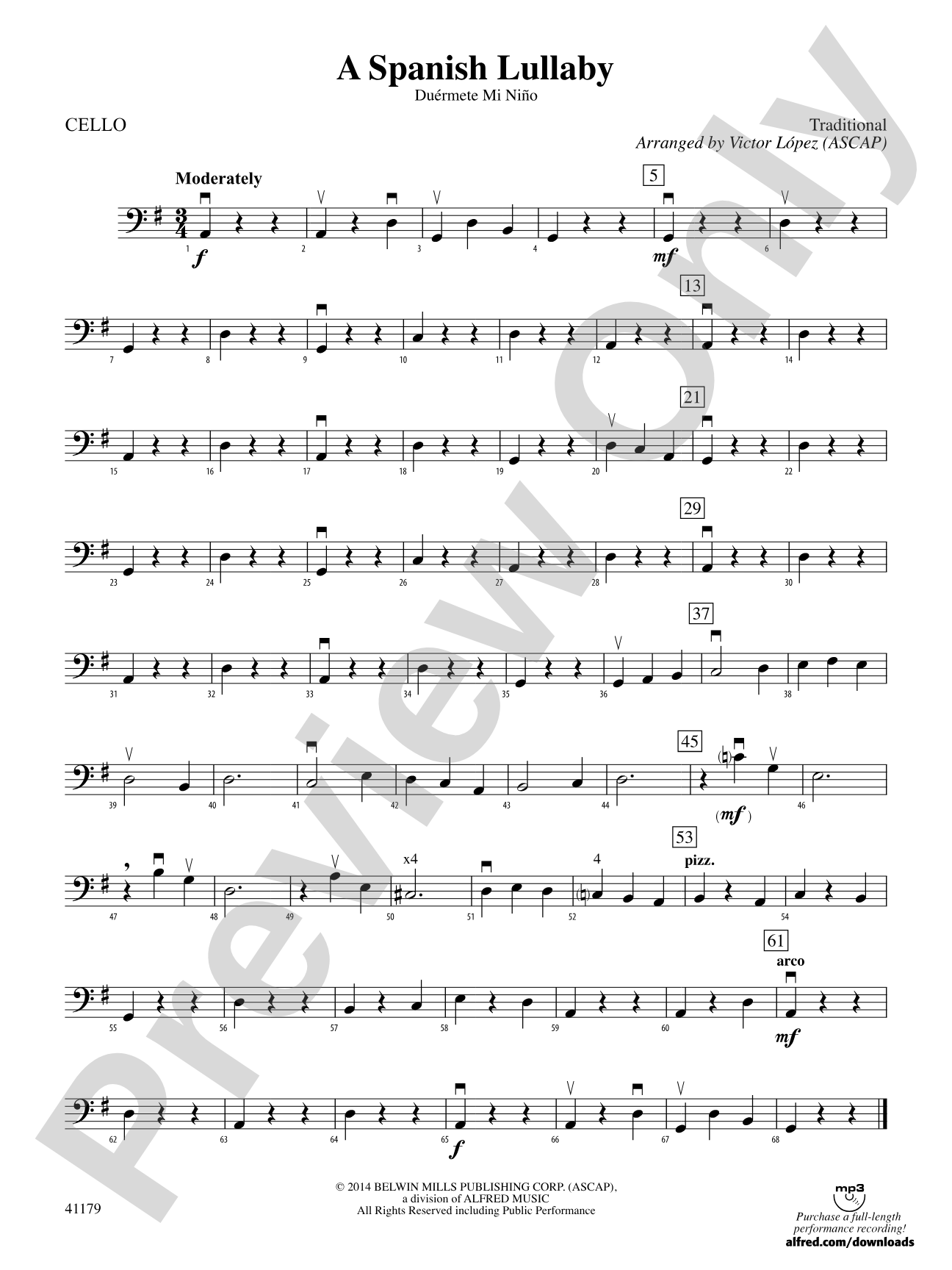 A Spanish Lullaby: Cello
