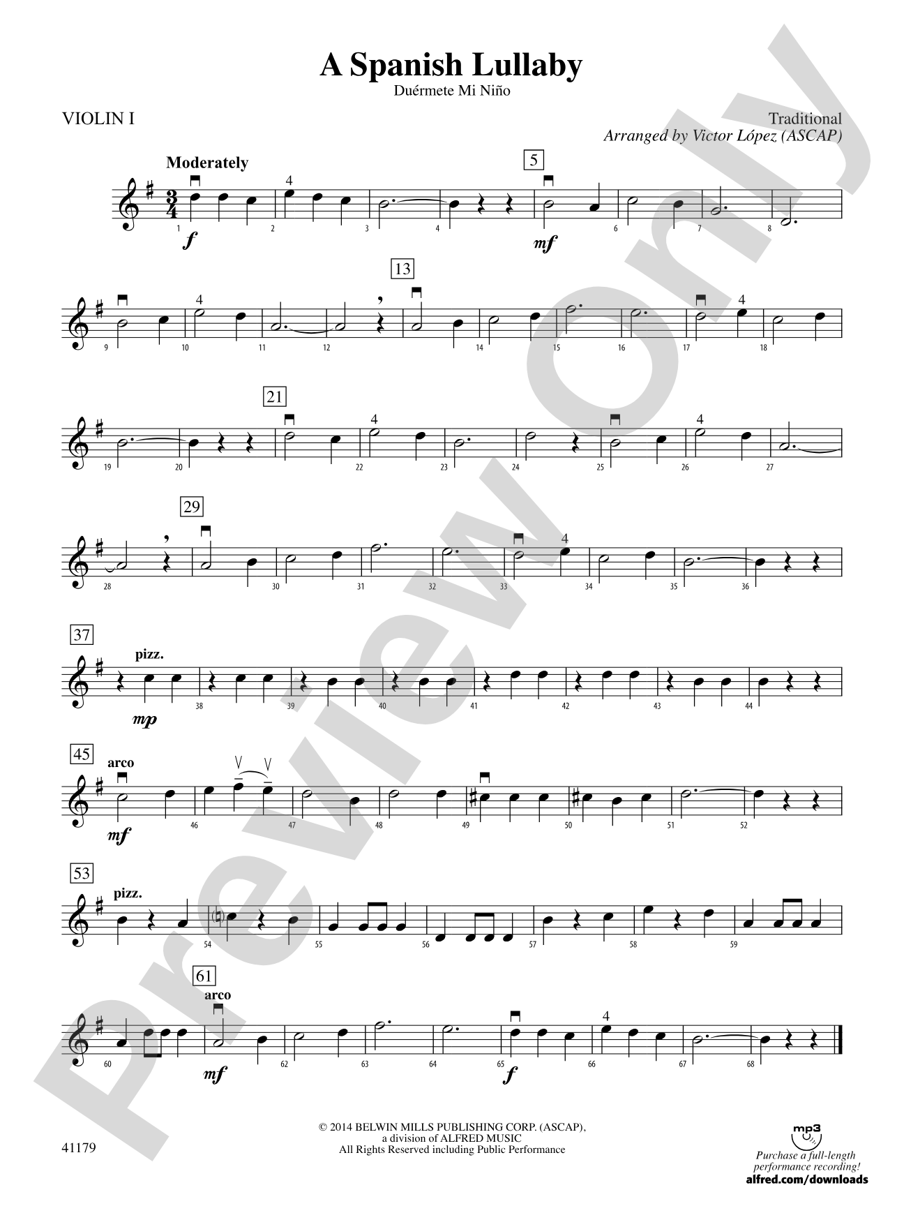 A Spanish Lullaby: 1st Violin