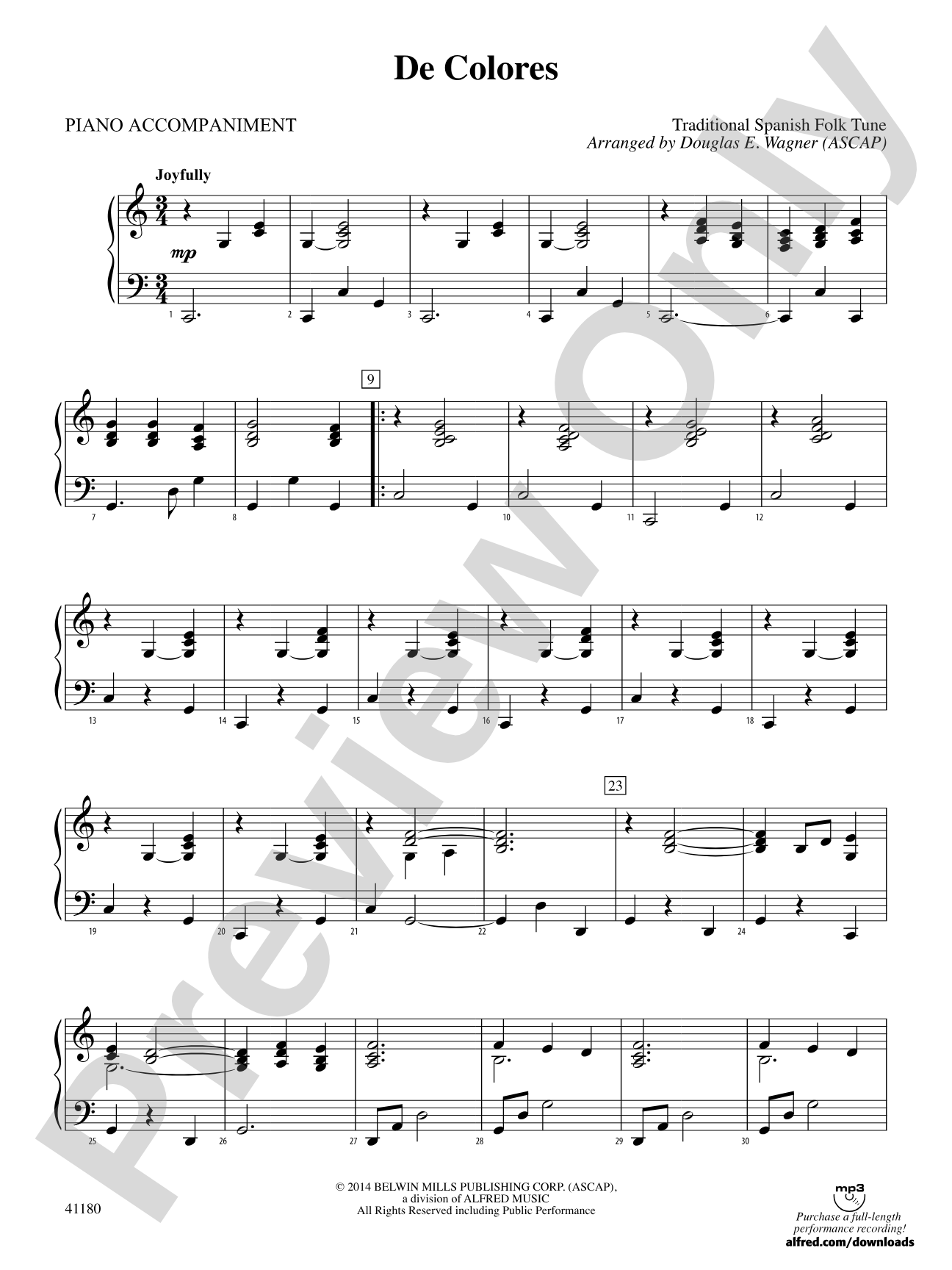 De Colores: Piano Accompaniment