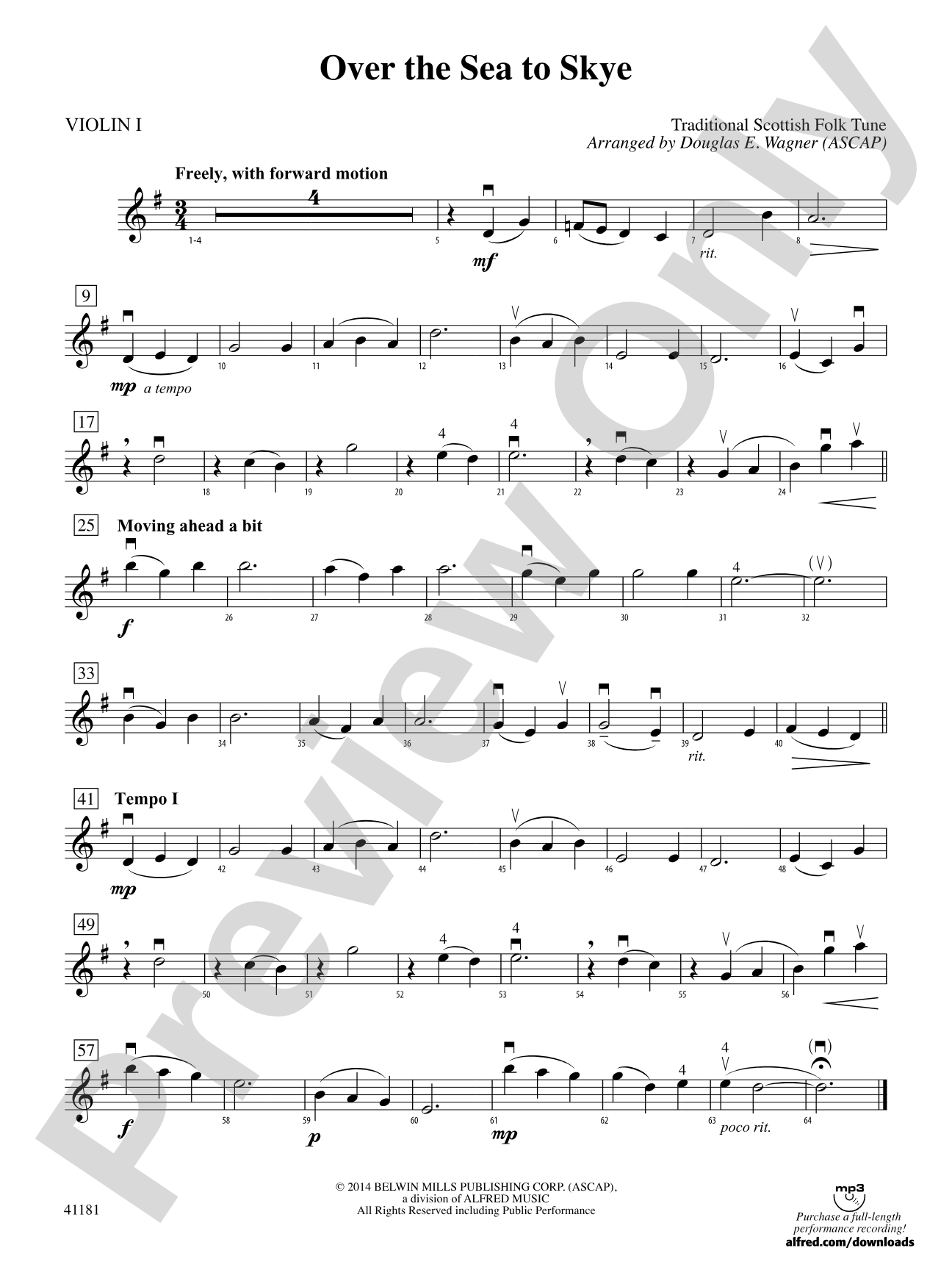Over the Sea to Skye: 1st Violin