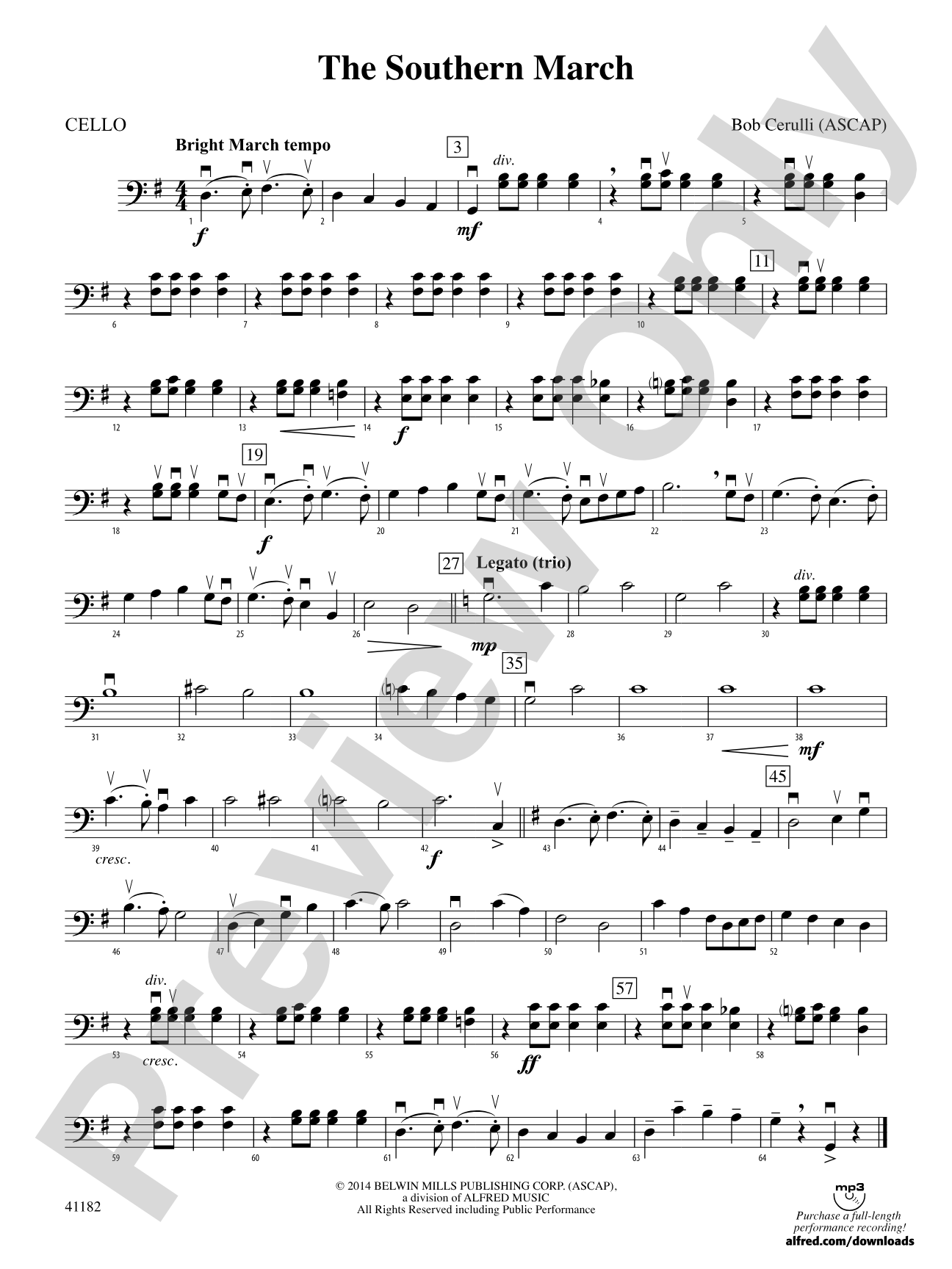 The Southern March: Cello