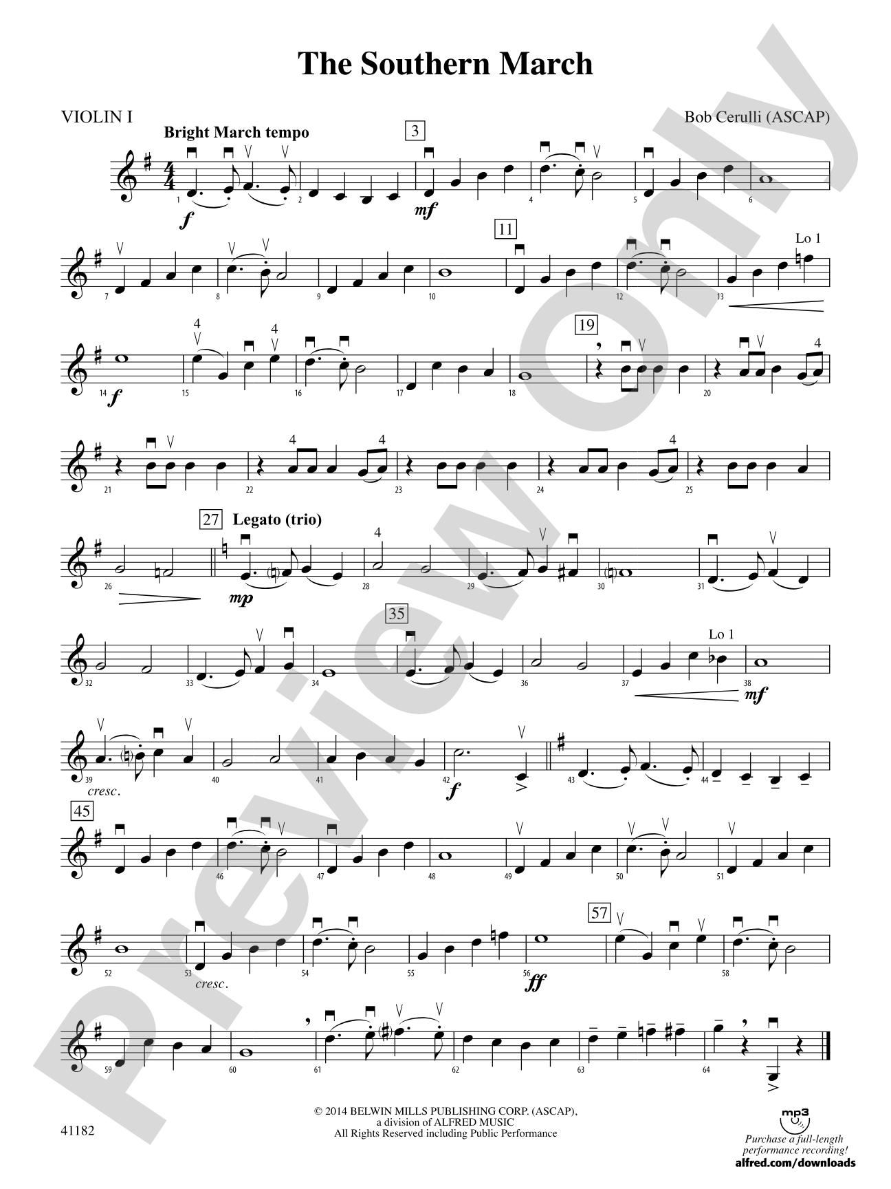 The Southern March: 1st Violin
