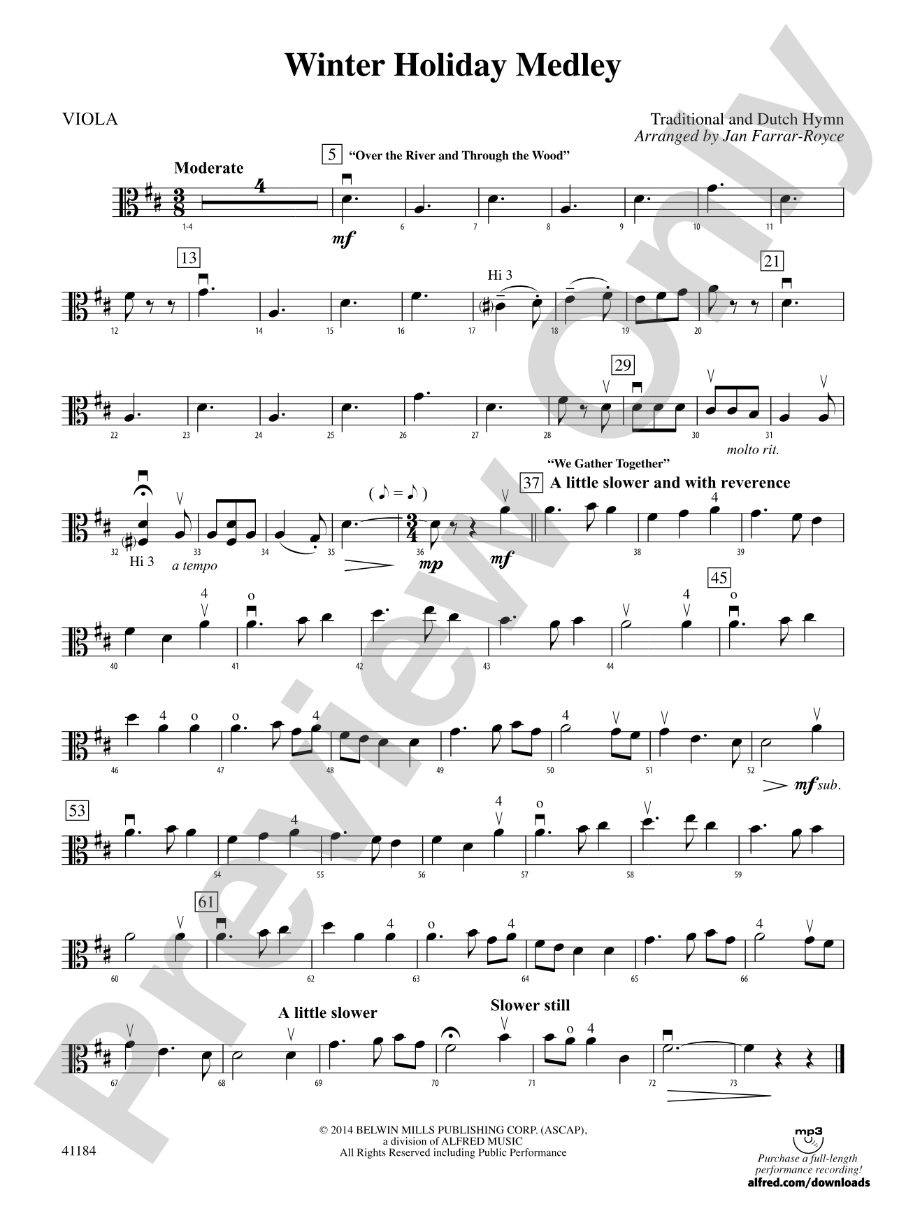 Winter Holiday Medley: Viola