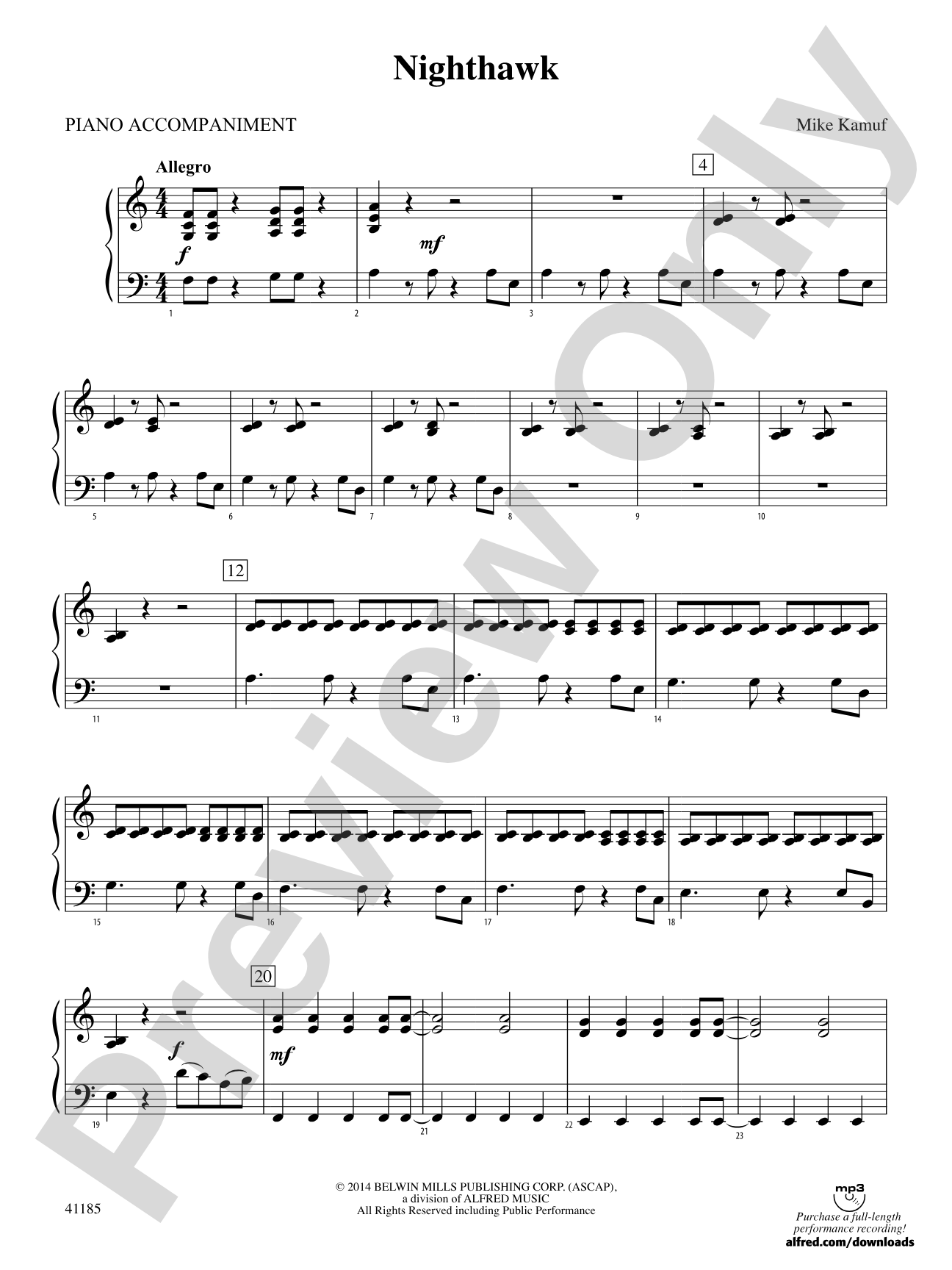 Nighthawk: Piano Accompaniment