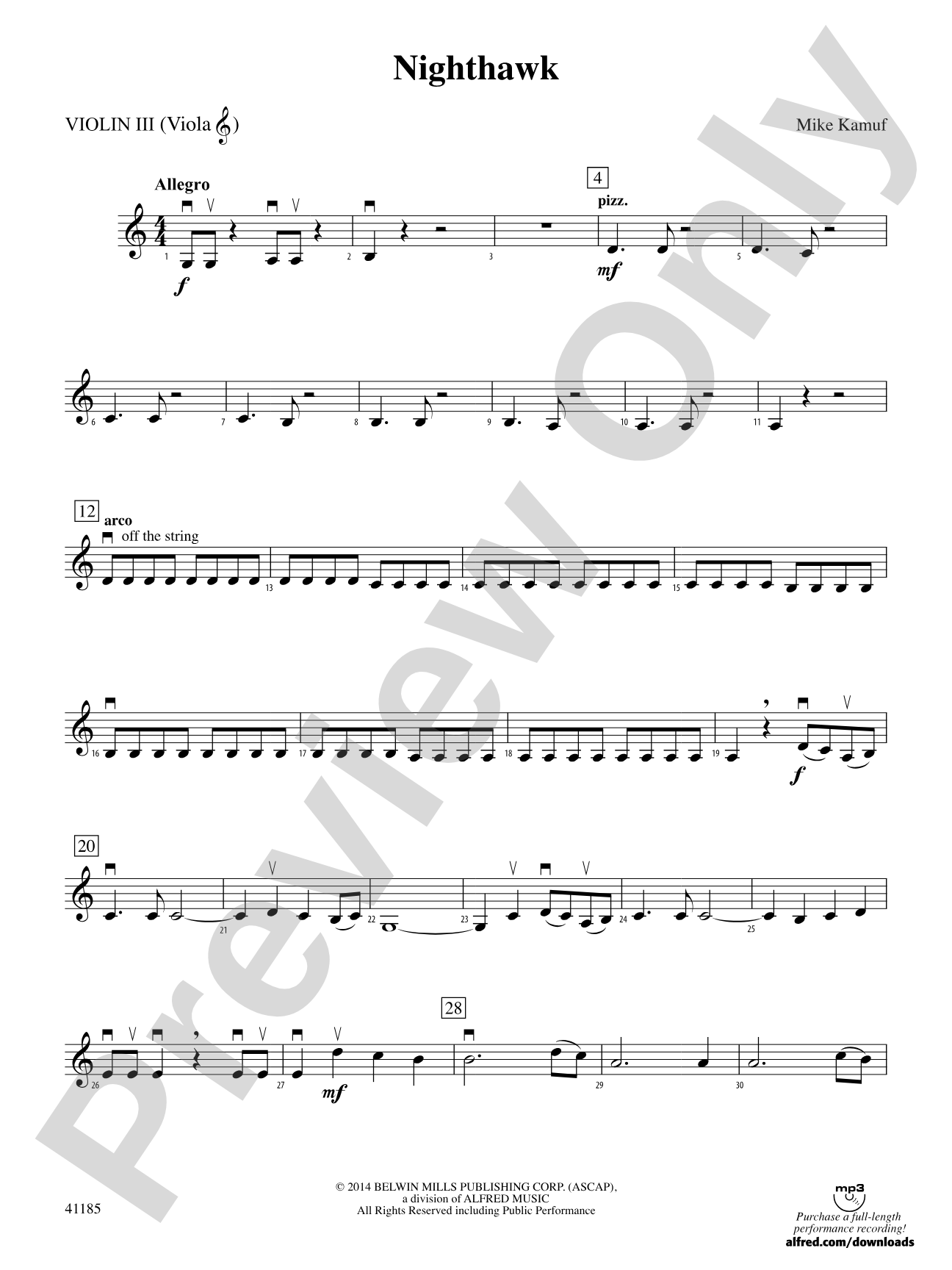 Nighthawk: 3rd Violin (Viola [TC])